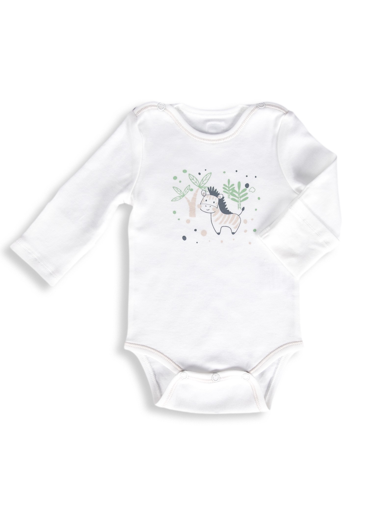 Clean and Safe Steril Giyilmeye Hazır Organik Unisex Bebek Body-Zebra