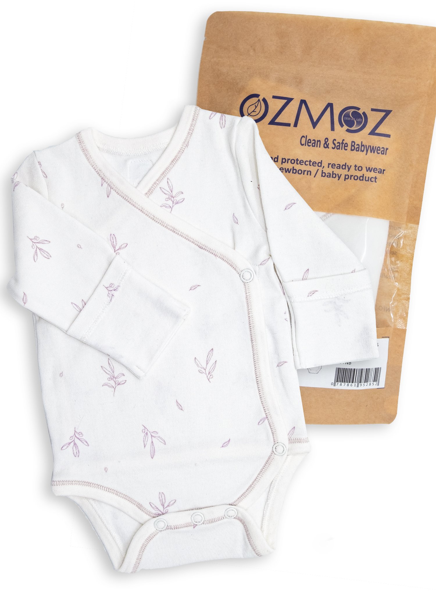 Clean&Safe Organik Steril Temizlenmiş Unisex Bebek Kruvaze Body