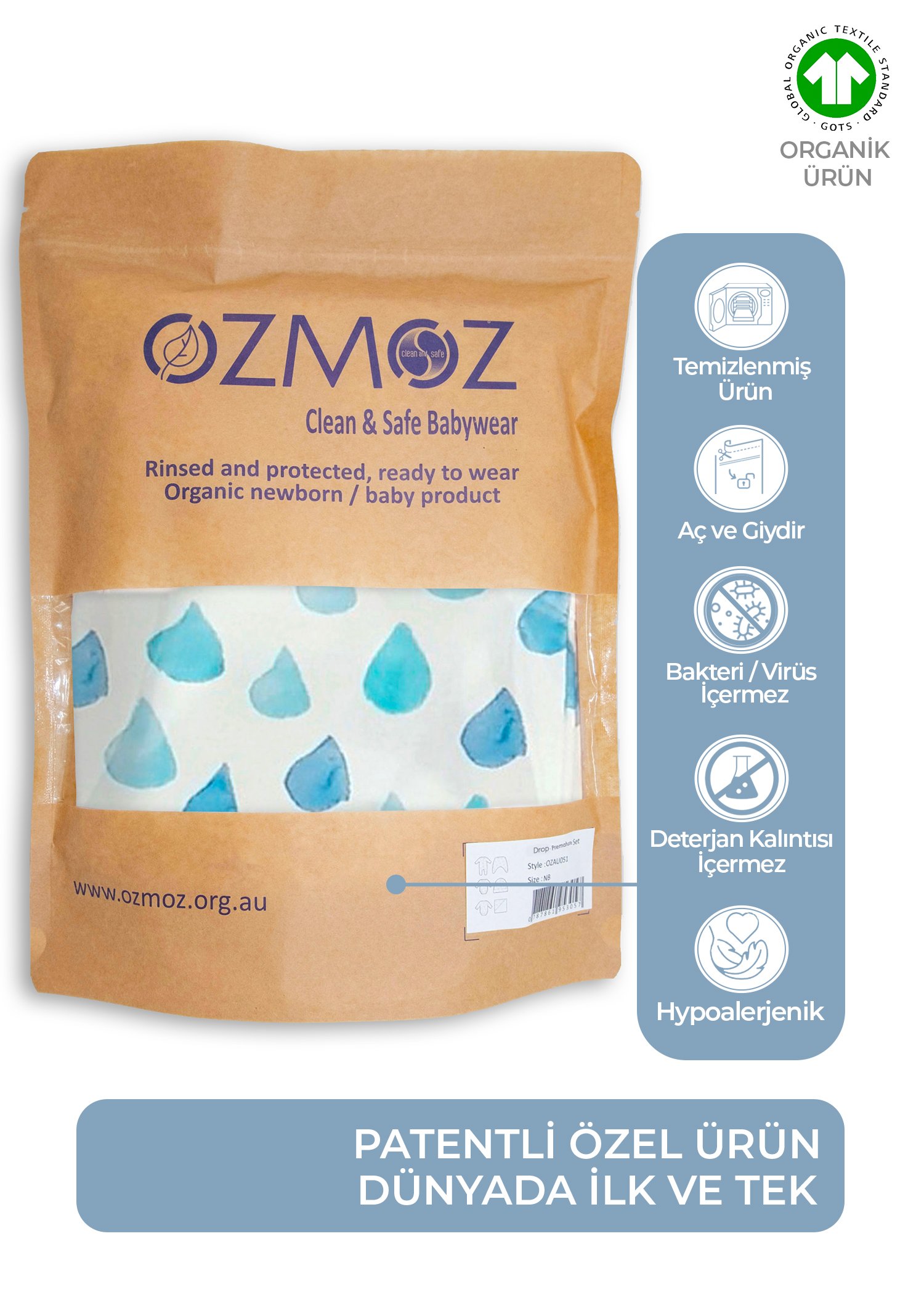 Clean&Safe Organik Steril Temizlenmiş Hastane Çıkış Seti-6 Parça