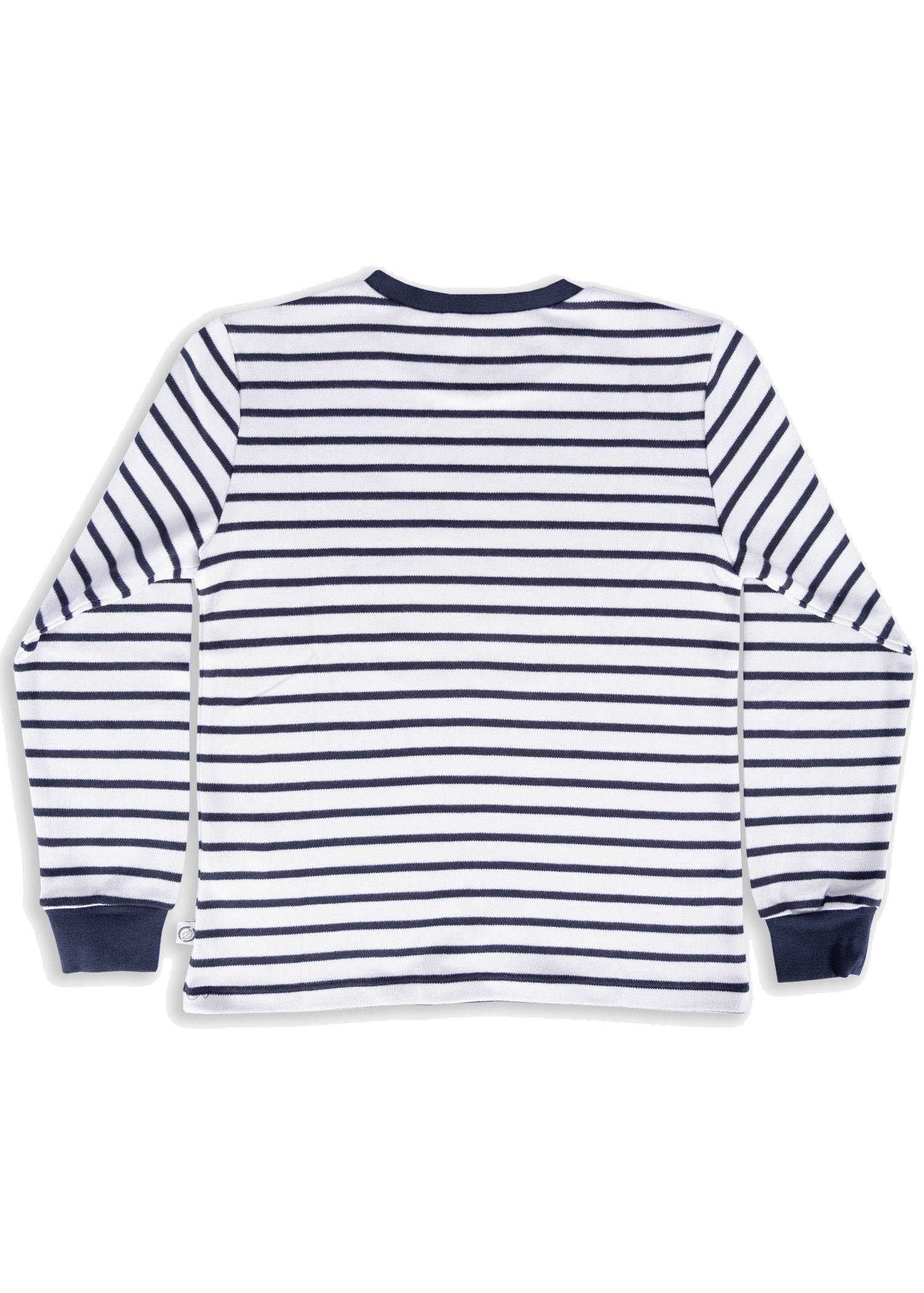 Organic Cotton Striped and Logo Boys' Sweatshirt Navy Blue