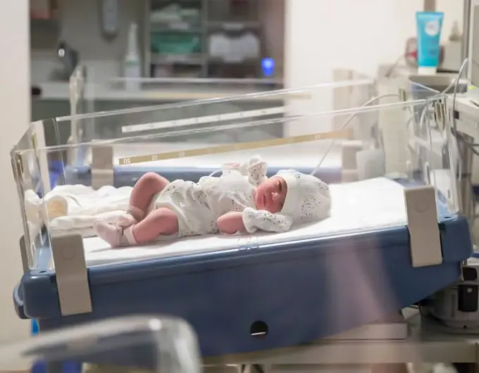 Gözetim altında bir geç prematüre bebek.