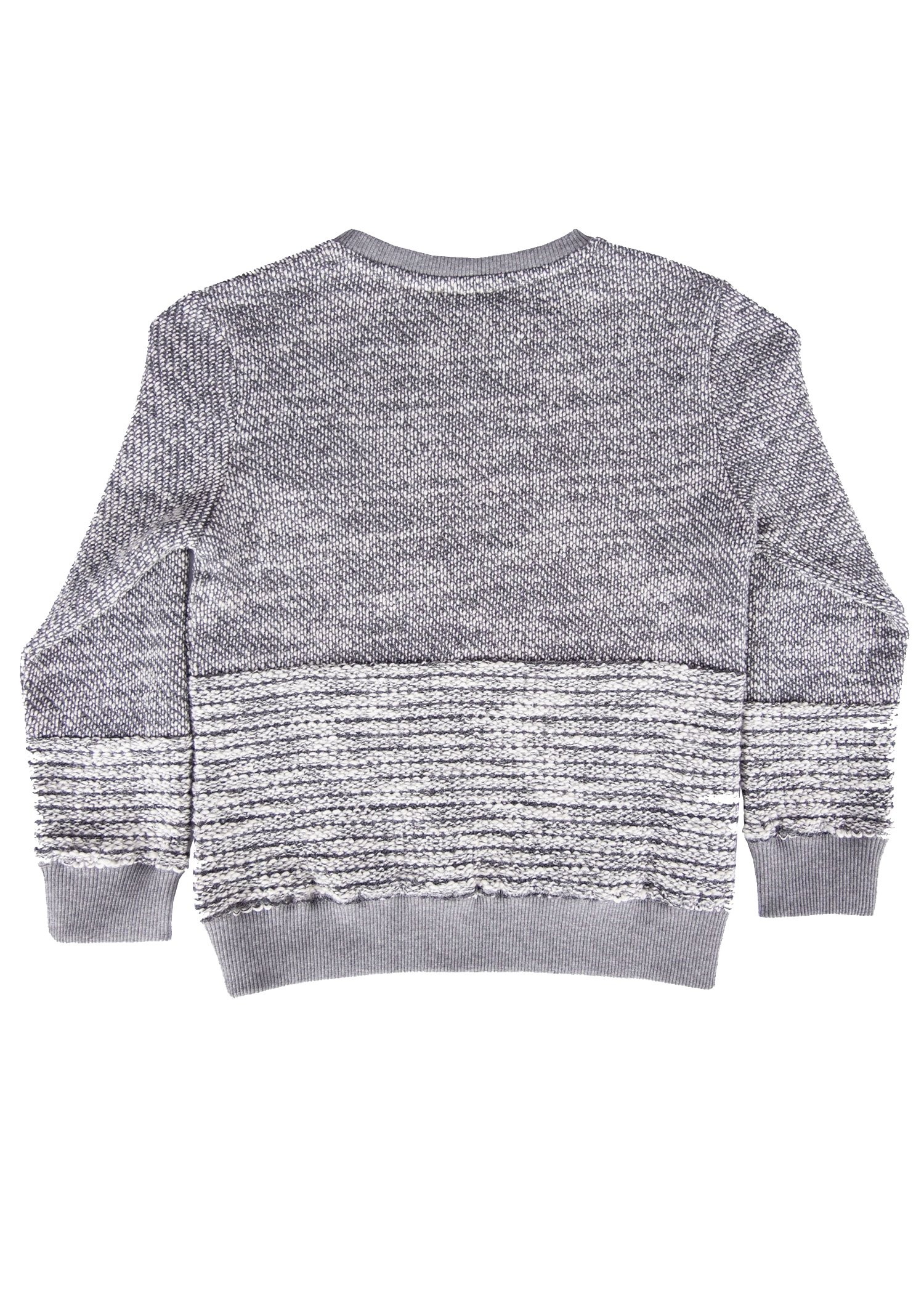 Organic Cotton Embroidered and Knitted Patterned Winter Boys' Sweatshirt Grey