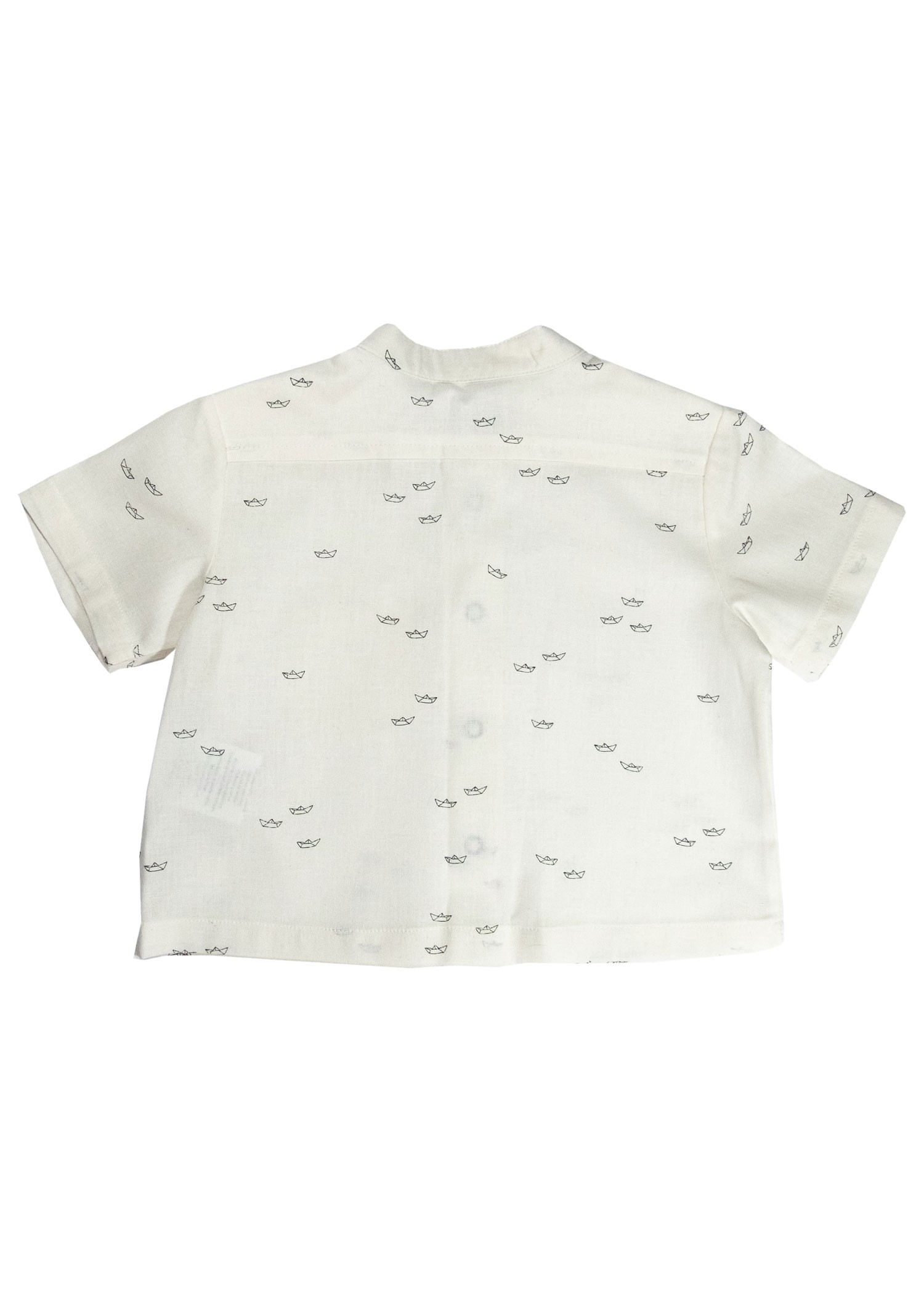 Organic Cotton Linen Paper Boat Printed Summer Baby Boy Shirt