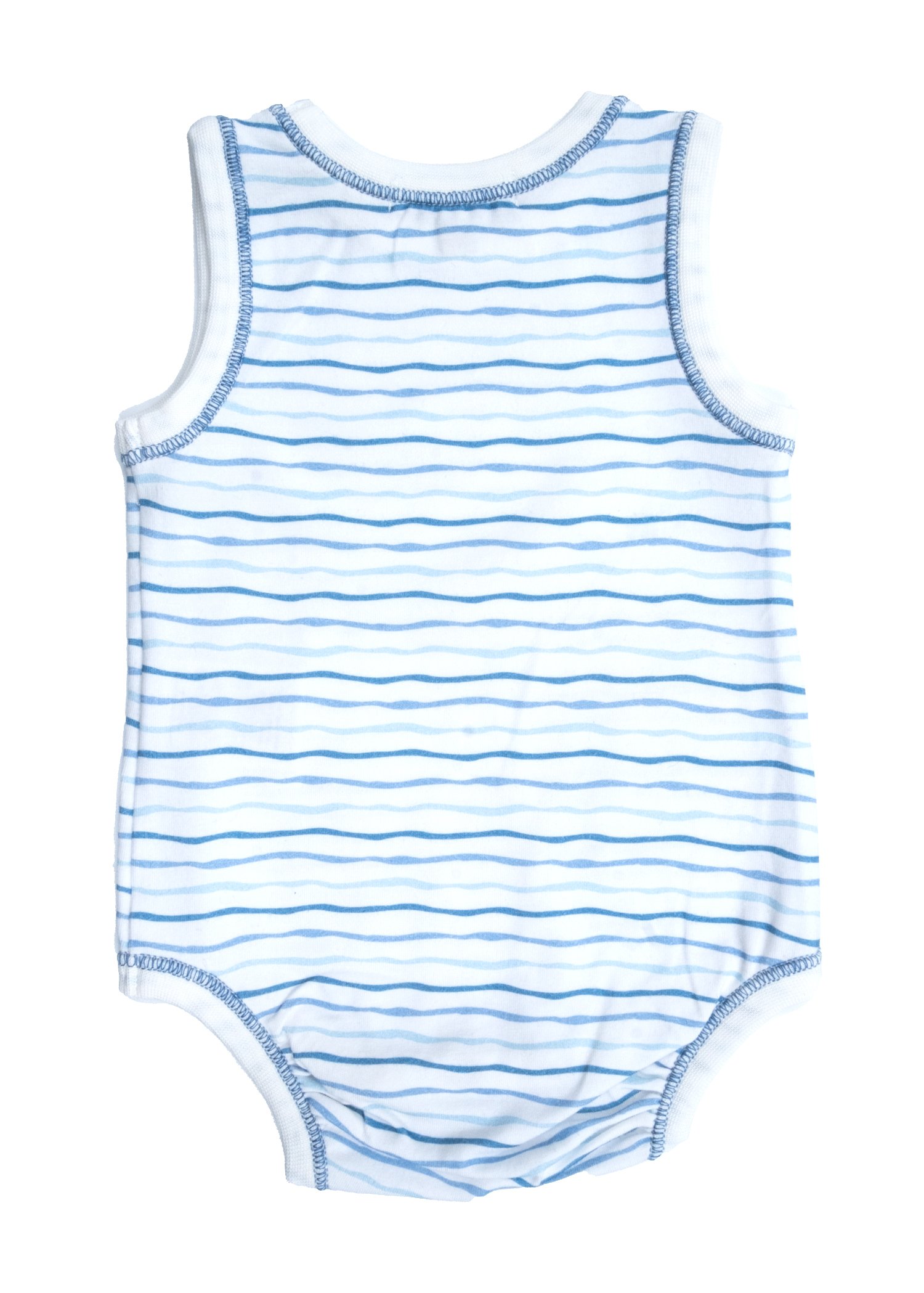 Organic Fish Patterned Sleeveless Baby Boy Bodysuit