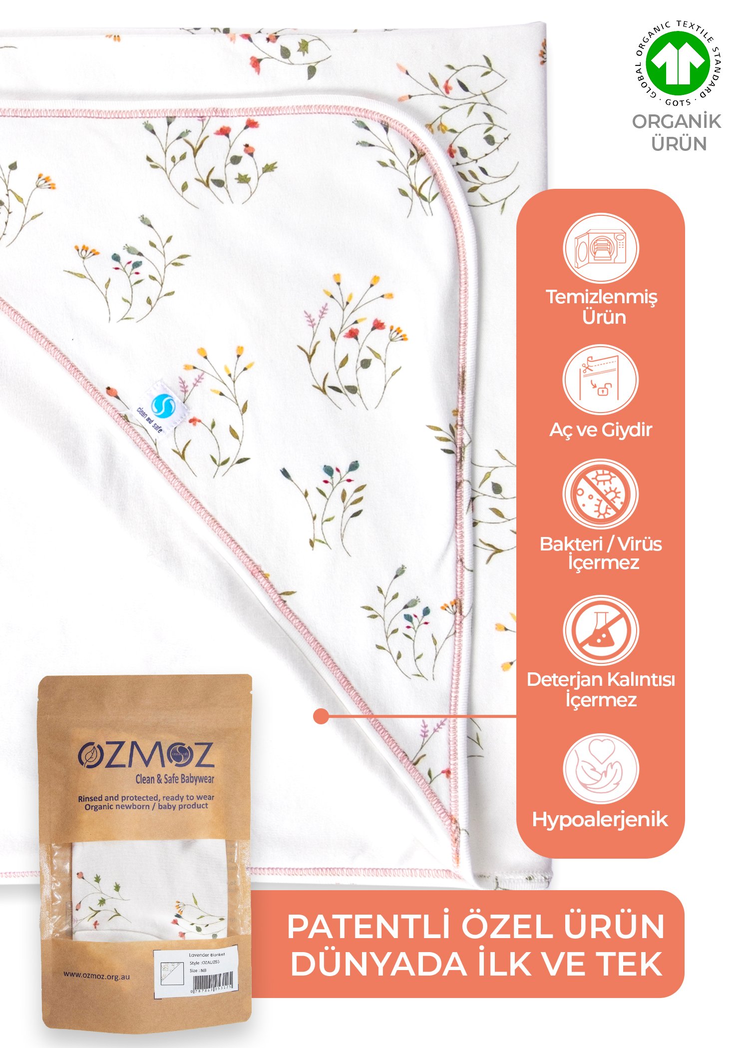 Clean&Safe Organik Steril Temizlenmiş Organik Battaniye