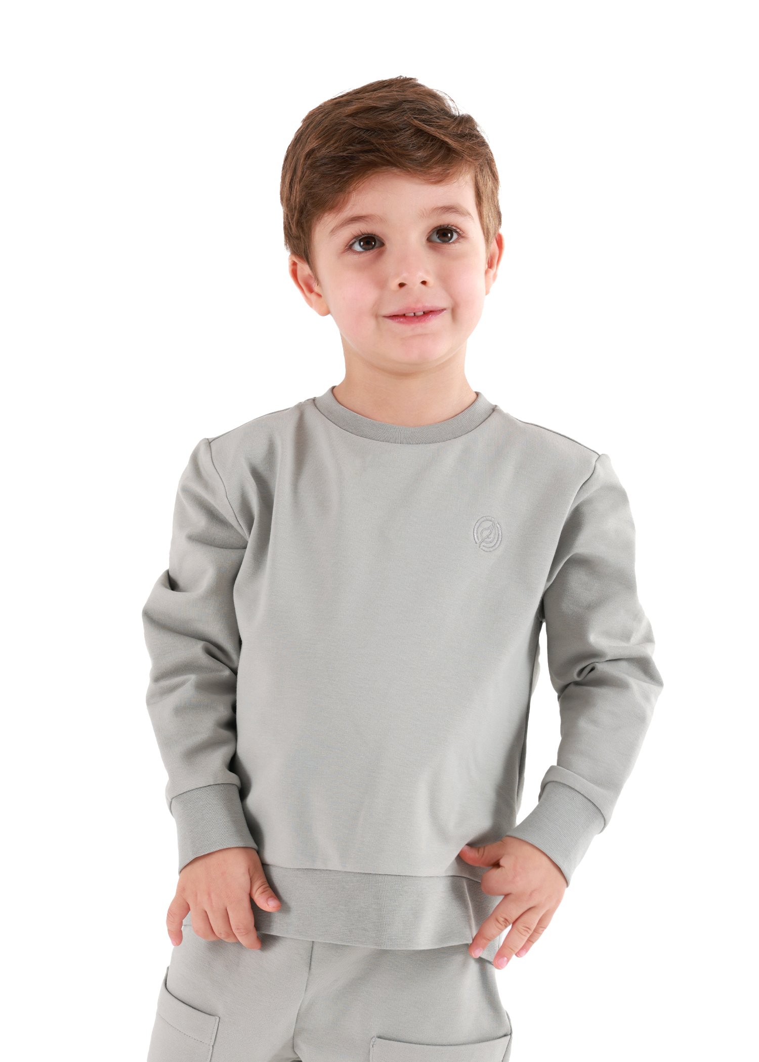 Organik Gri Kışlık Unisex Minik Çocuk Sweatshirt