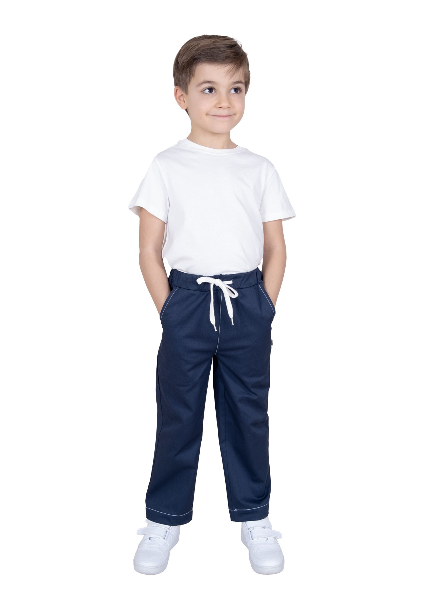 Cotton Pocket Printed Navy Blue Summer Boy Trousers