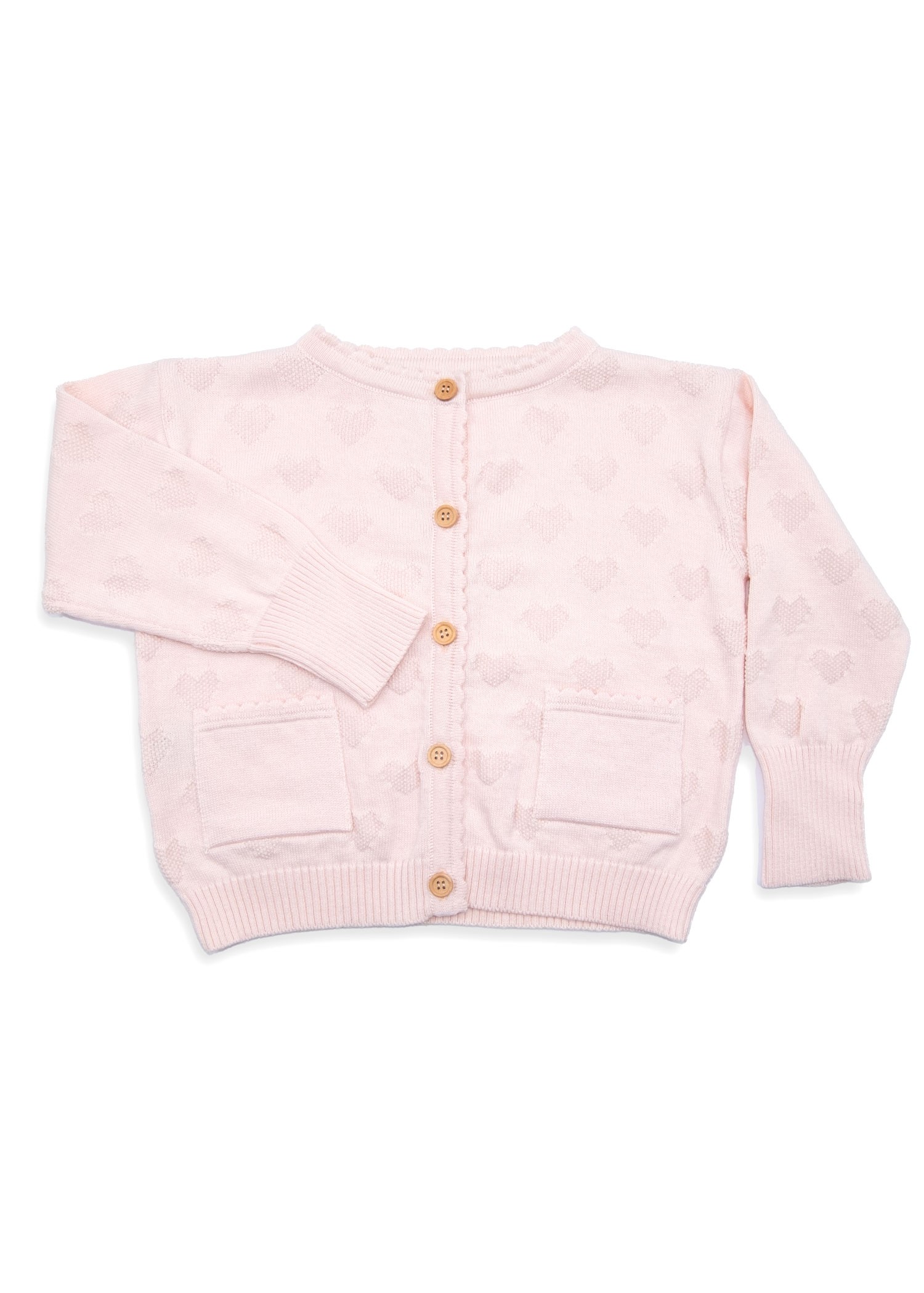 Organic Knitwear Knitted Long Sleeve Pink Spring Little Girl Cardigan