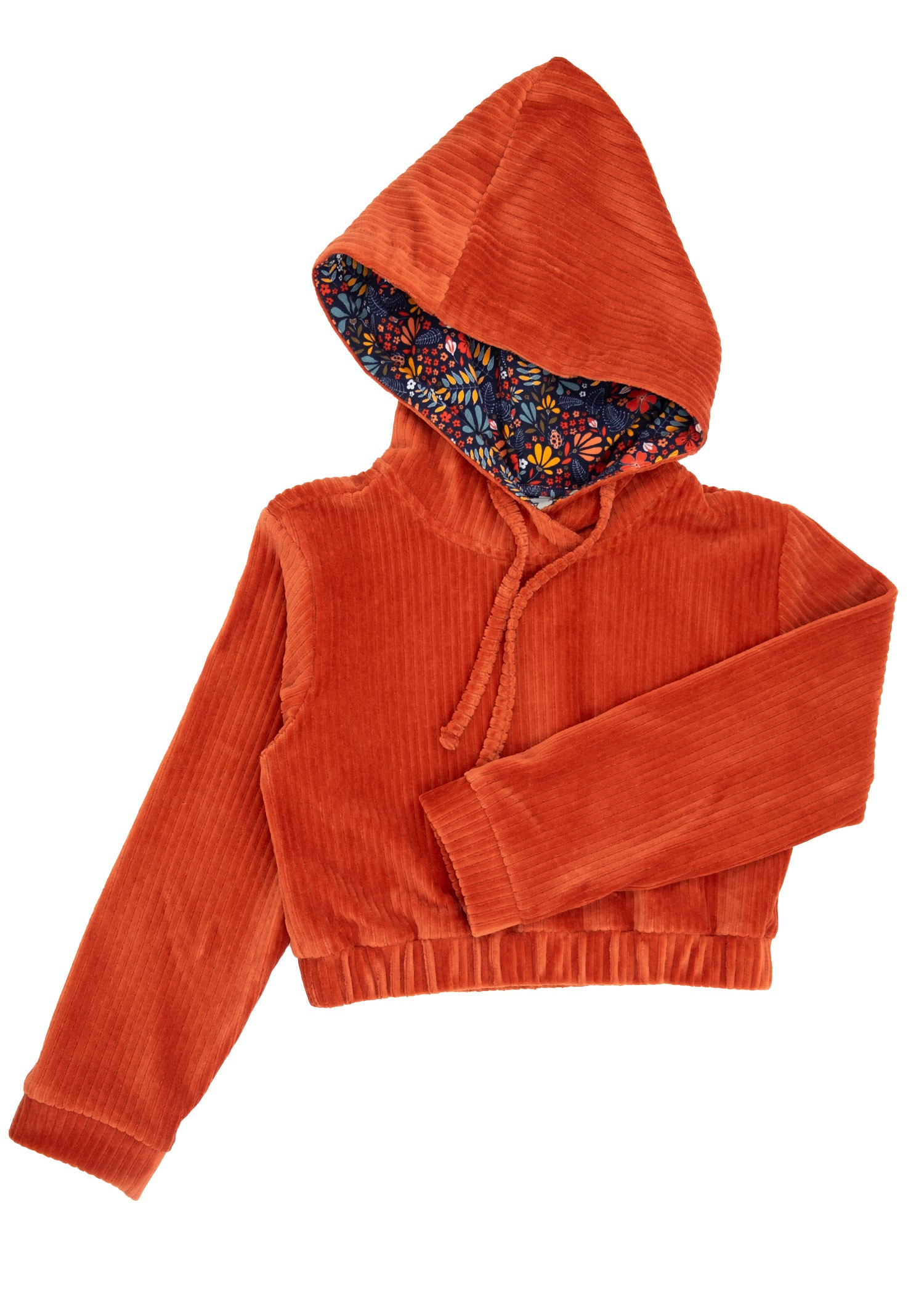 Velvet Hooded Orange Winter Girls Tracksuit Set