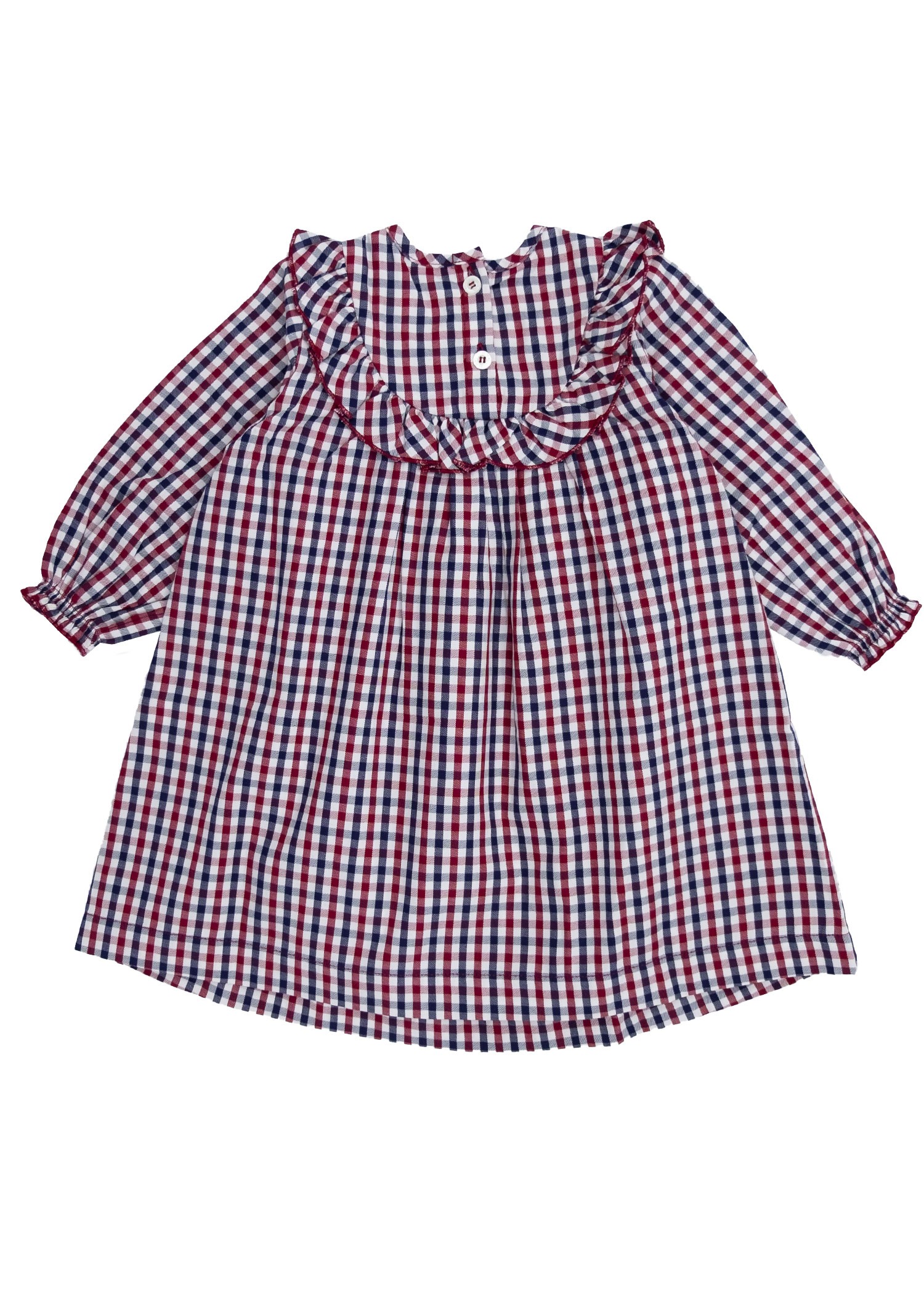 100% Cotton Long Sleeve Plaid Spring Girl's Dress