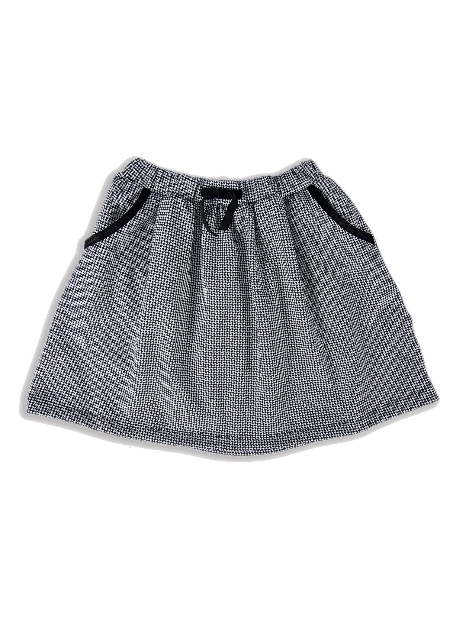 Velvet Piping Gray Gingham Winter Girl's Skirt