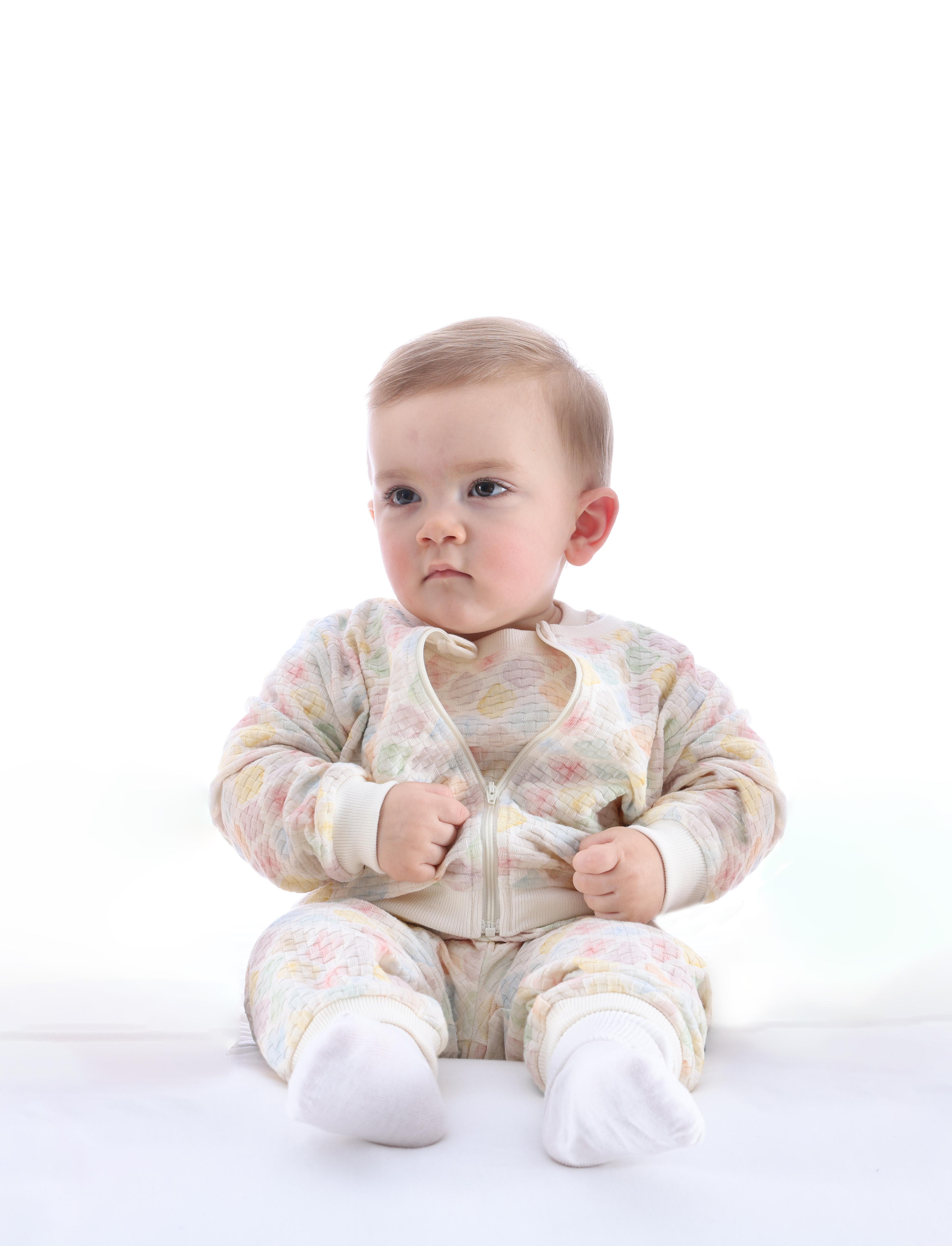 Organik Şekilli Fermuarlı Baharlık Kız Bebek Ceket