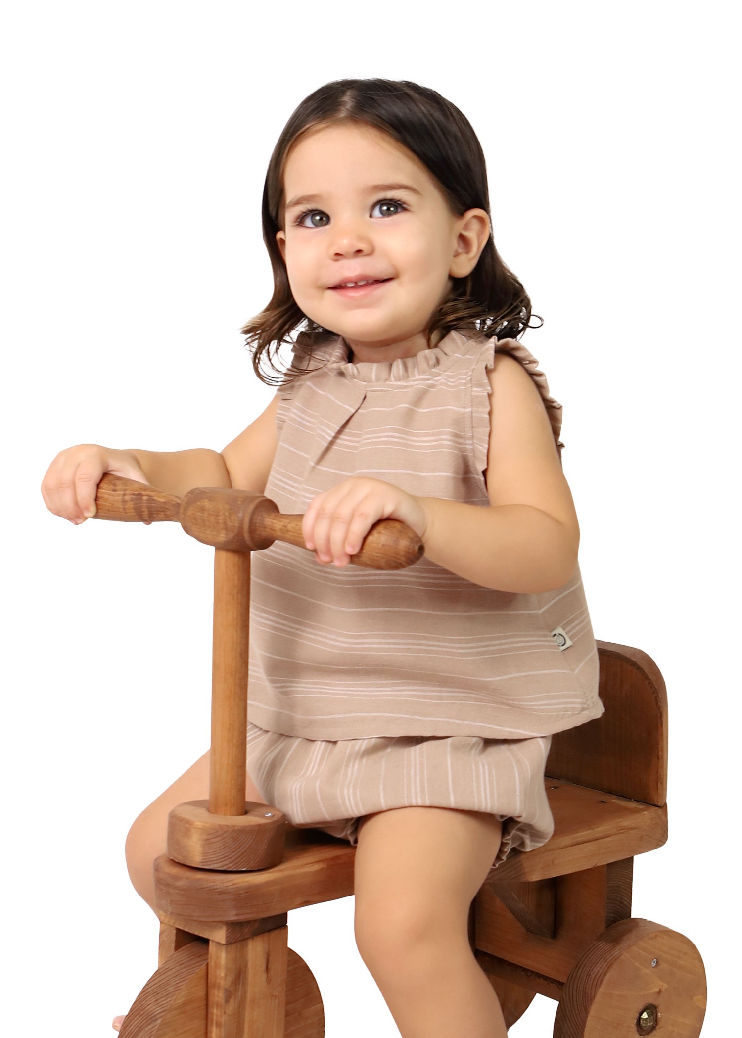 %100 Pamuk Fırfırlı Kız Bebek Kolsuz Bluz
