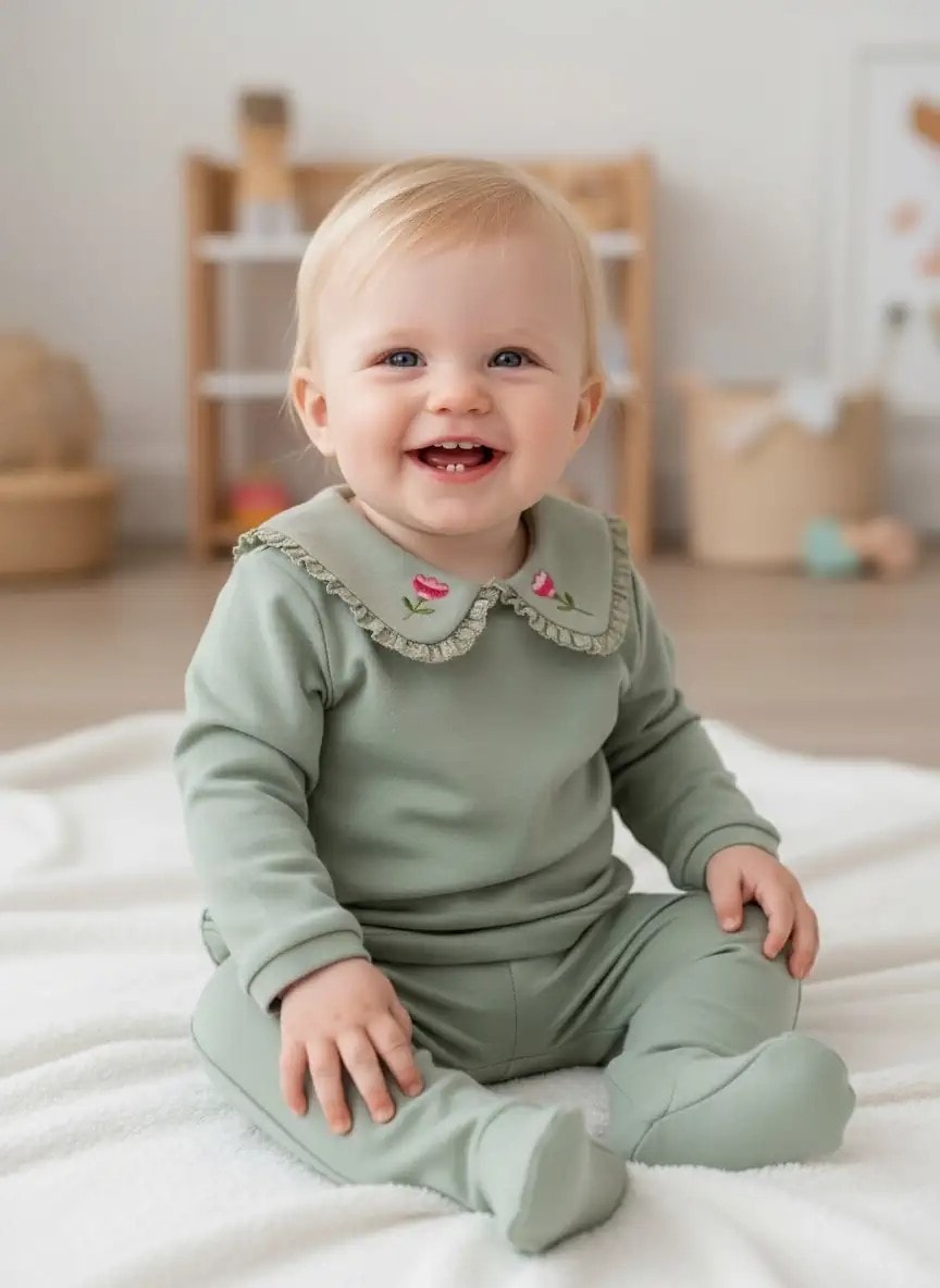 Organic Desert Sage Baby Girl Blouse