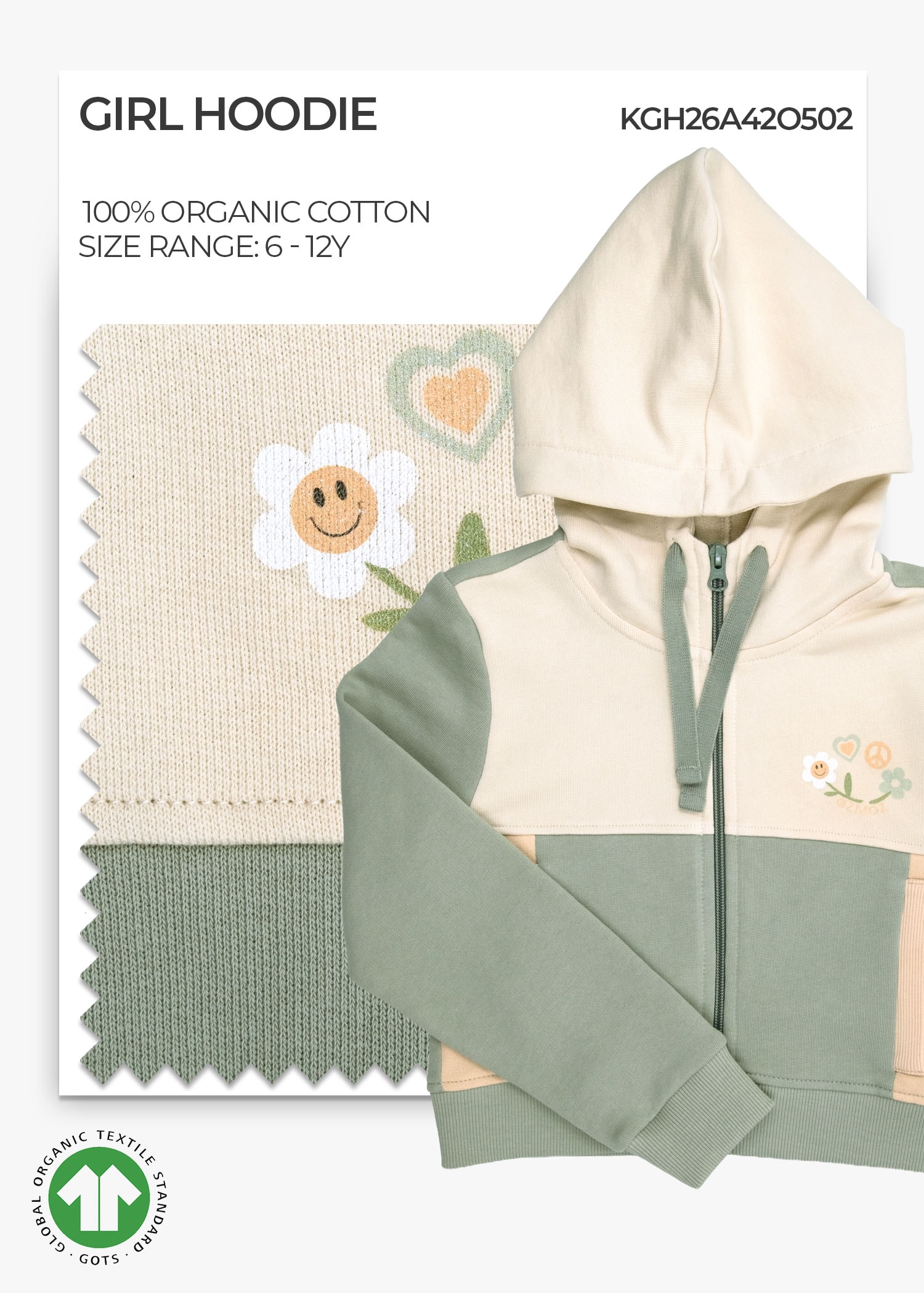 Organic Desert Sage Girl Hoodie Jacket