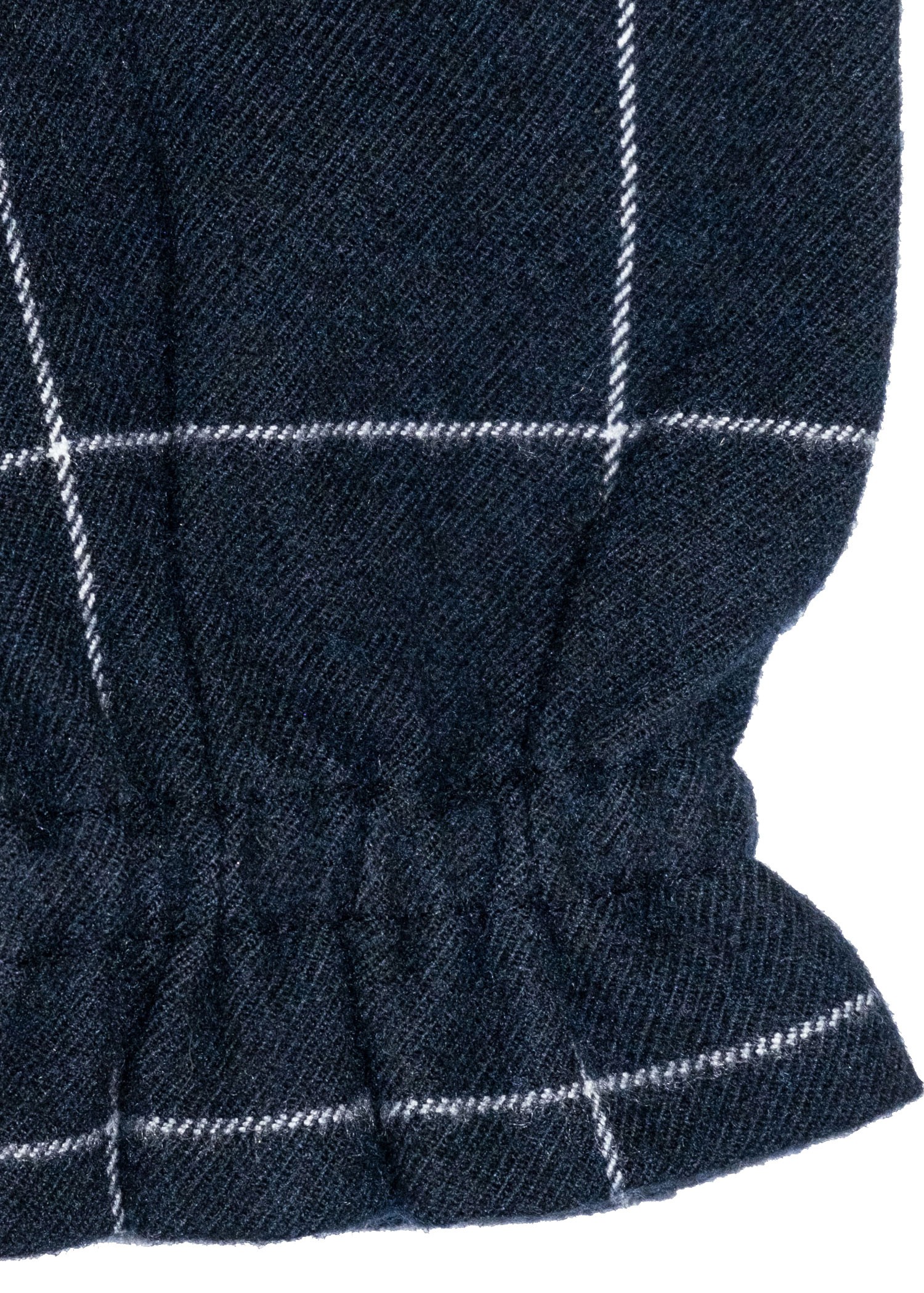 Navy Blue Plaid Winter Baby Girl Dress with Embroidered Collar