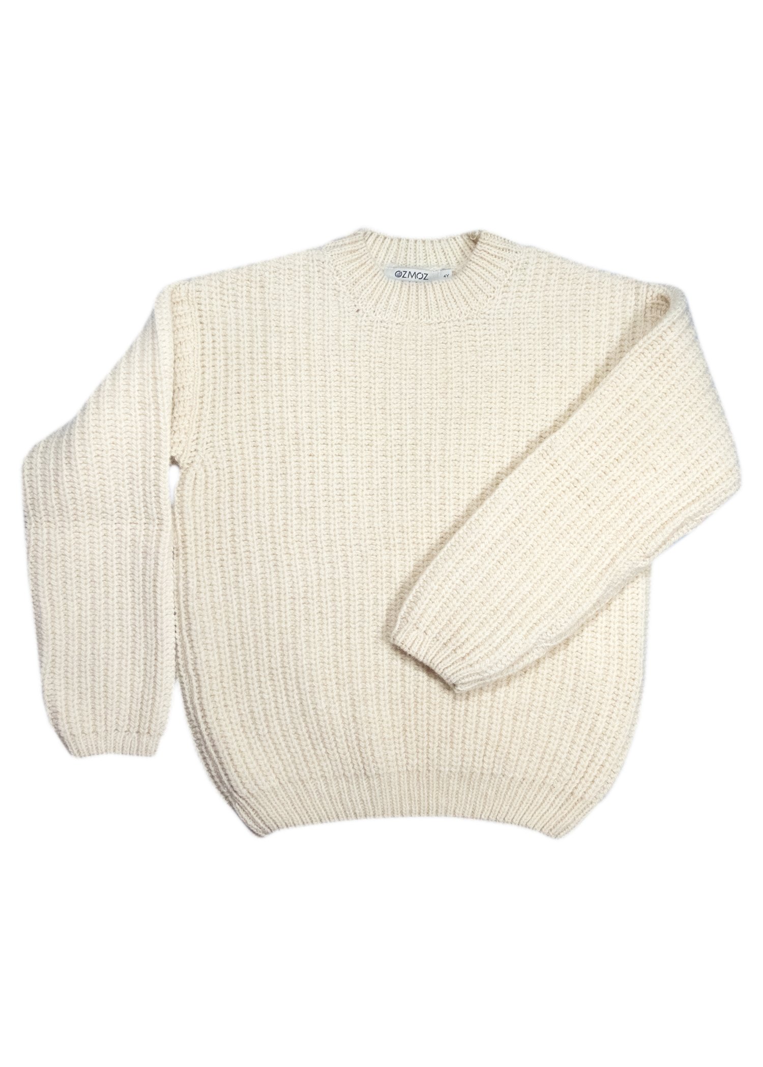 Organic Wool Thick Winter Cream Unisex Little Kids Knitwear Sweater