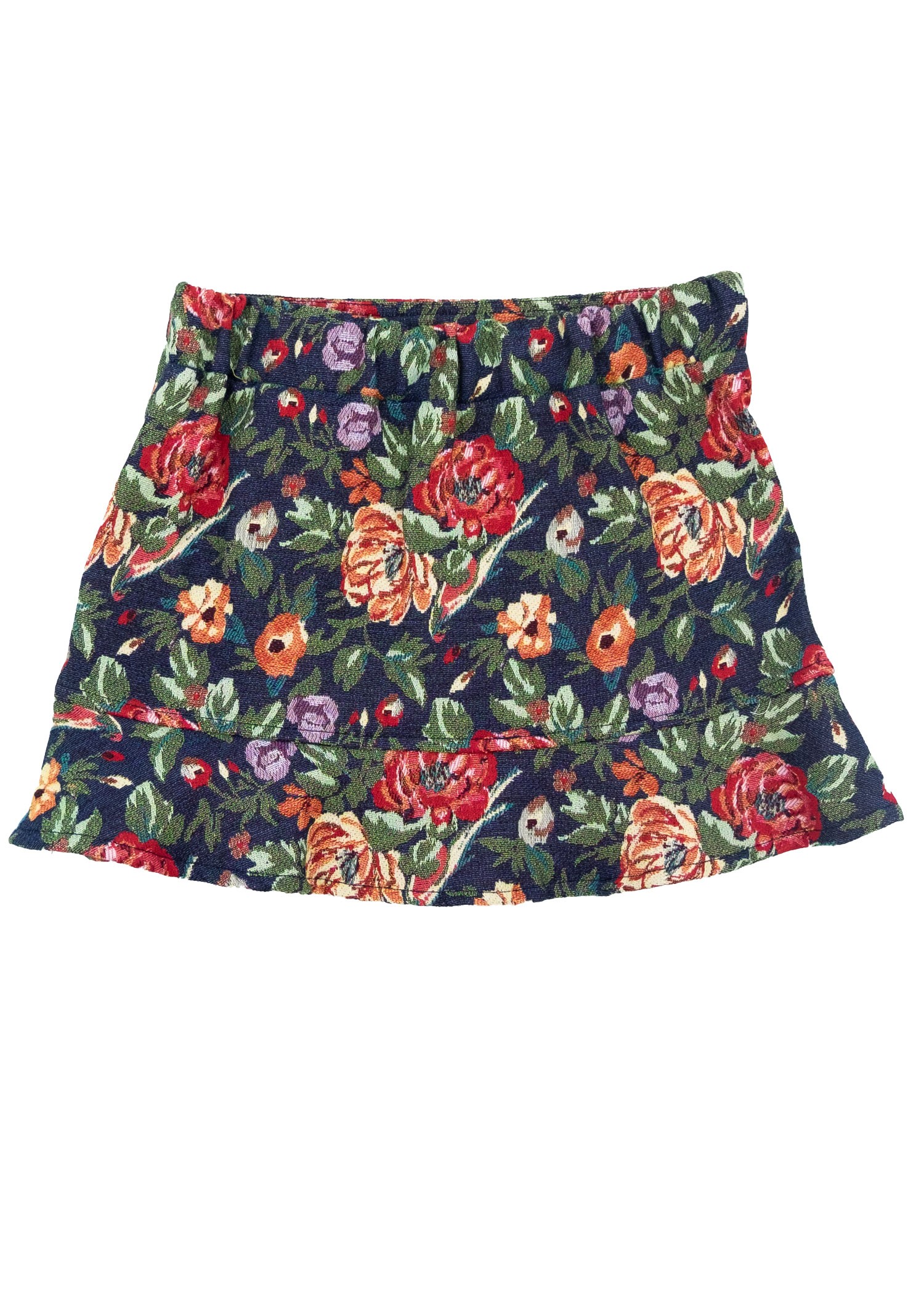 Jacquard Fabric Flower Patterned Winter Girls Skirt