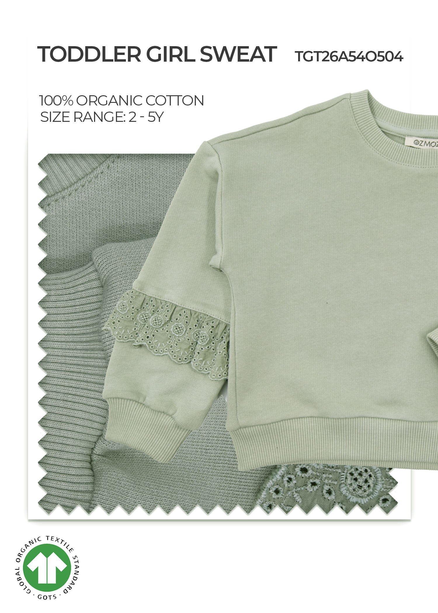 Organic Desrt Sage Toddler Girl Sweat
