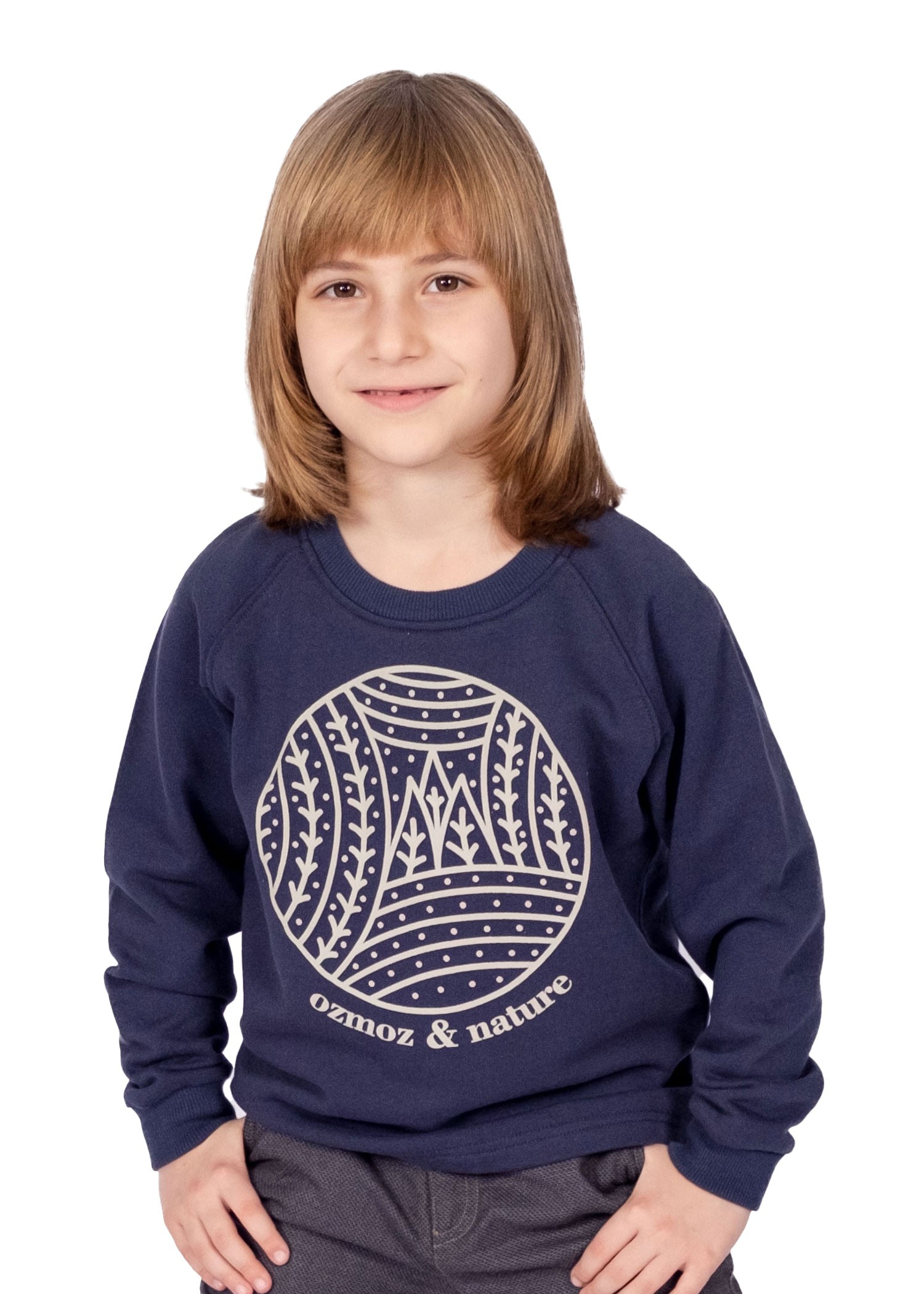 Organic Cotton Nature Printed Navy Blue Winter Boy Sweatshirt