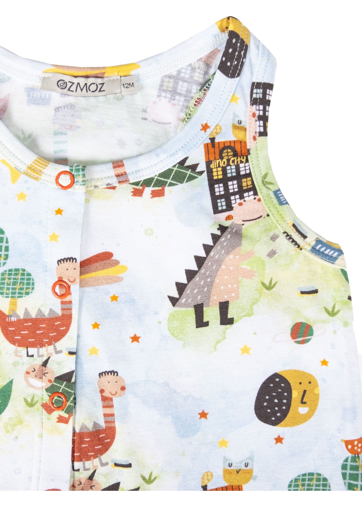 Organic Dino Printed Straps Summer Unisex Baby Shorts Jumpsuit