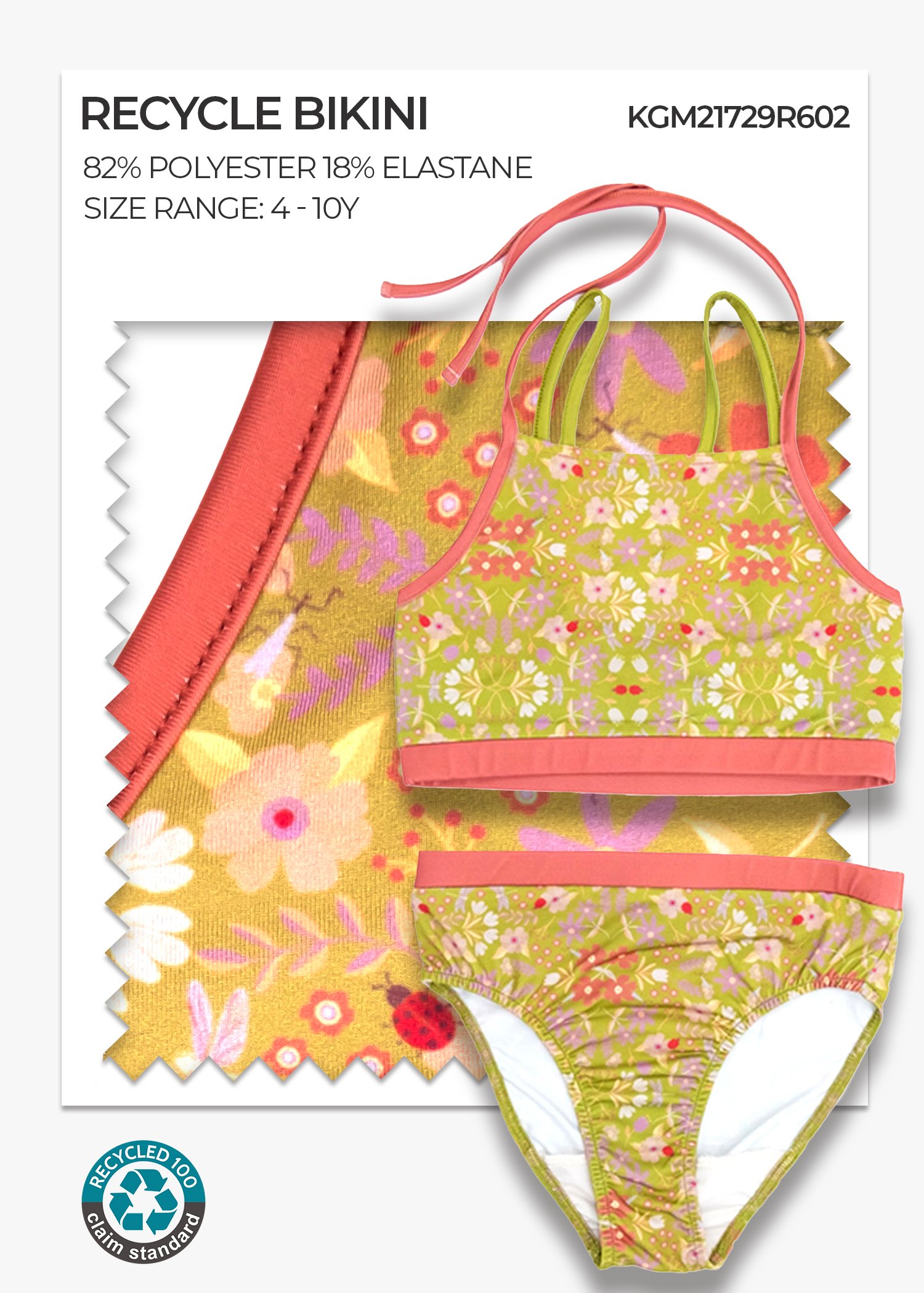Recycle UV Protection Girls' Bikini