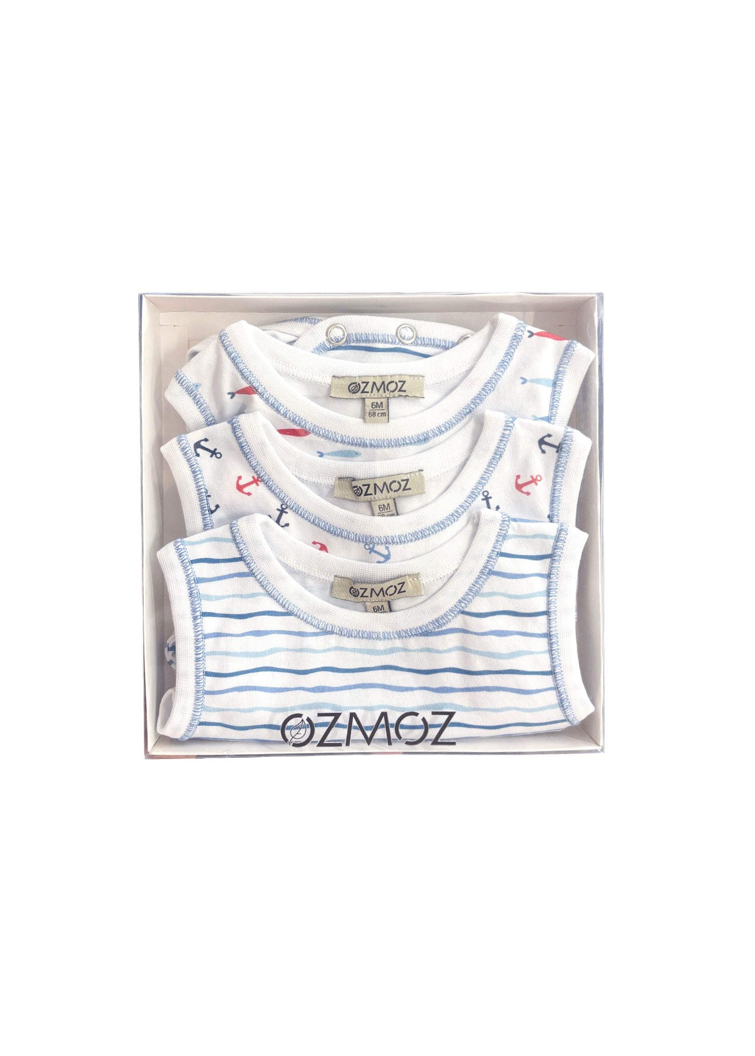 Organic Baby Boy Sleeveless Bodysuit 3-Pack (Assorted Prints)