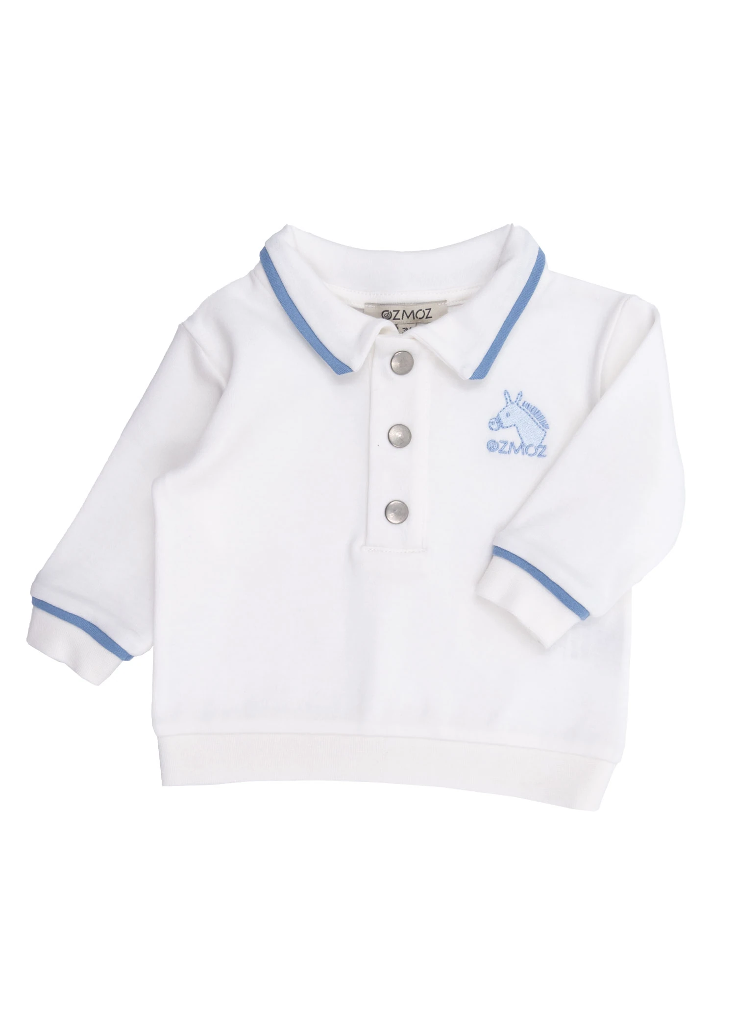 Organik Polo Yaka Beyaz Kışlık Erkek Bebek Üst