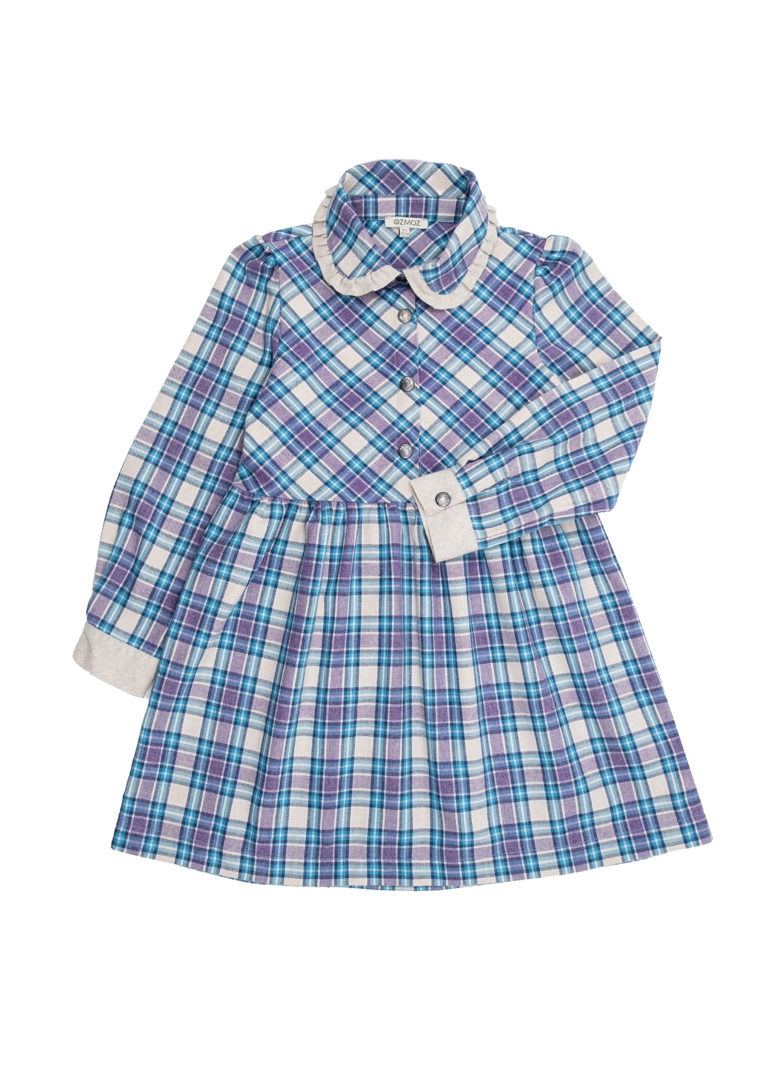 Baby Collar Blue Plaid Winter Girl's Dress