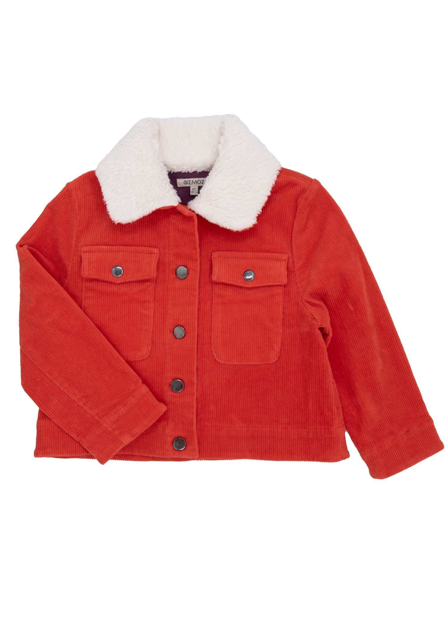 Cotton Corduroy Sports Cut Plush Collar Orange Winter Girls' Coat