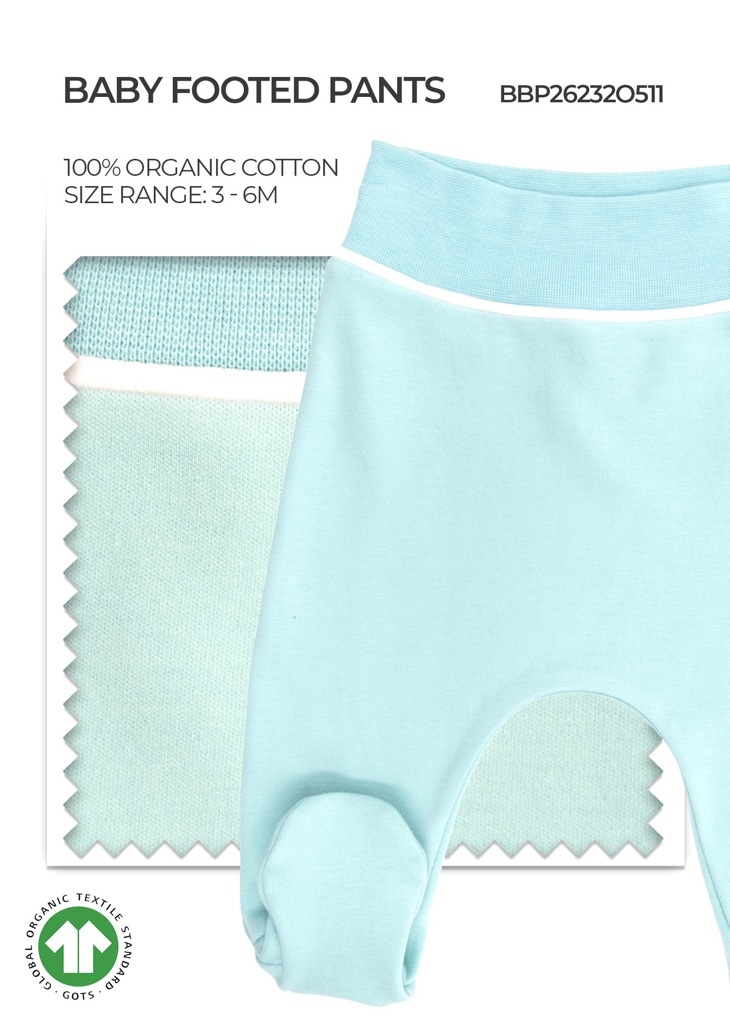 Organic Eggshell Blue Baby Boy Footie Pants