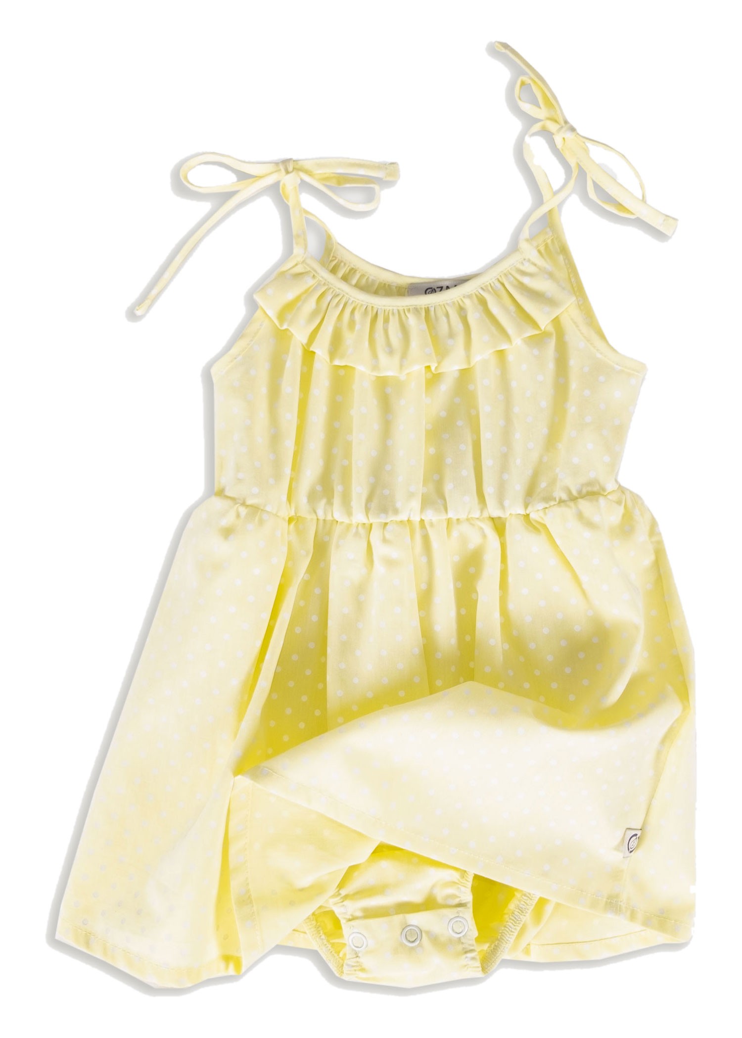 100% Cotton Self-Fitting Strappy Yellow Summer Baby Girl Dress