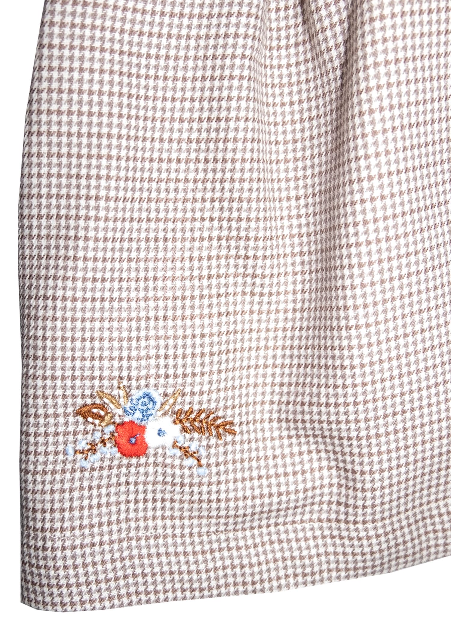 Embroidered Plaid Light Brown Spring Girl Skirt