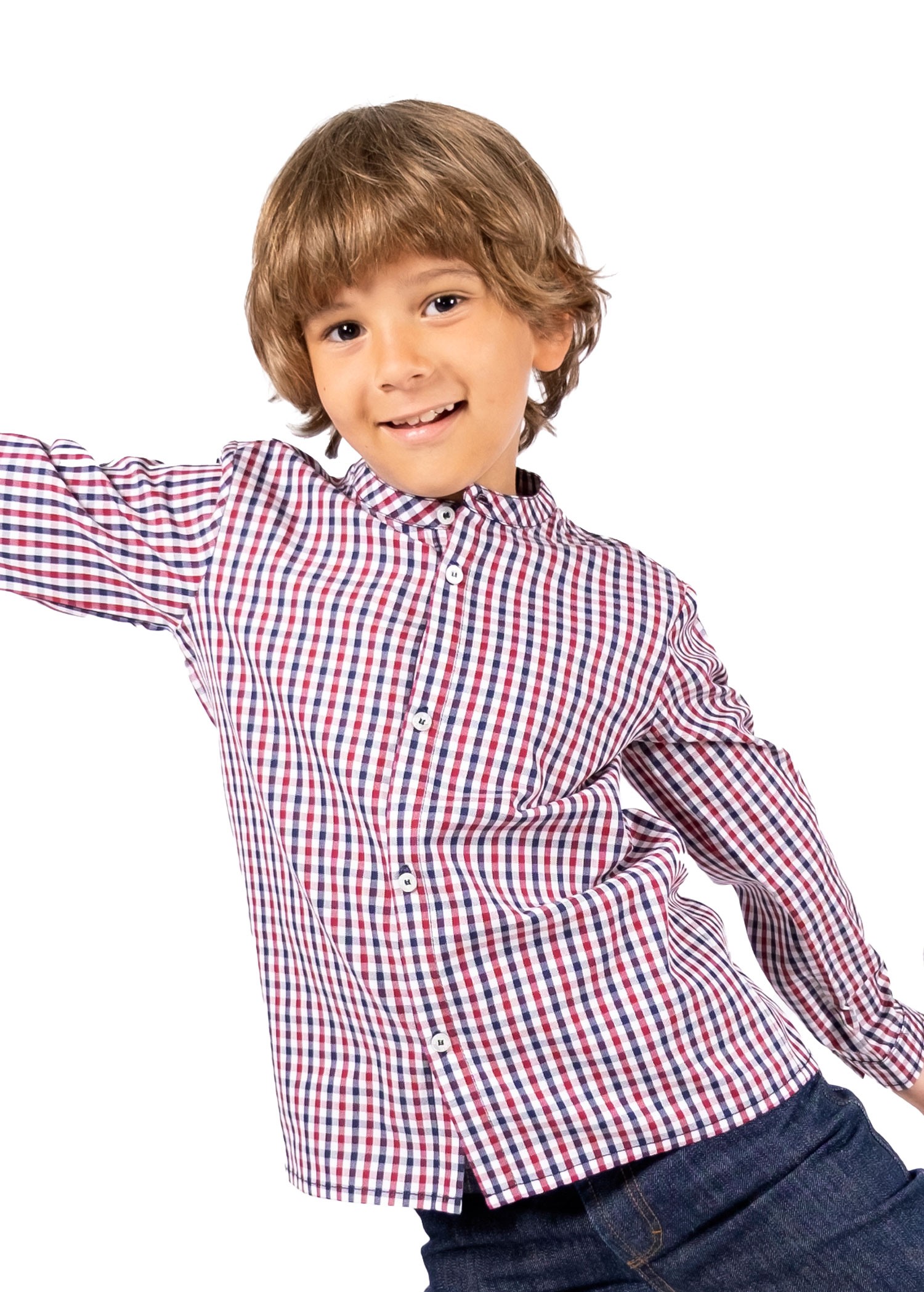 100% Cotton Plaid Boy's Shirt with Magnificent Collar