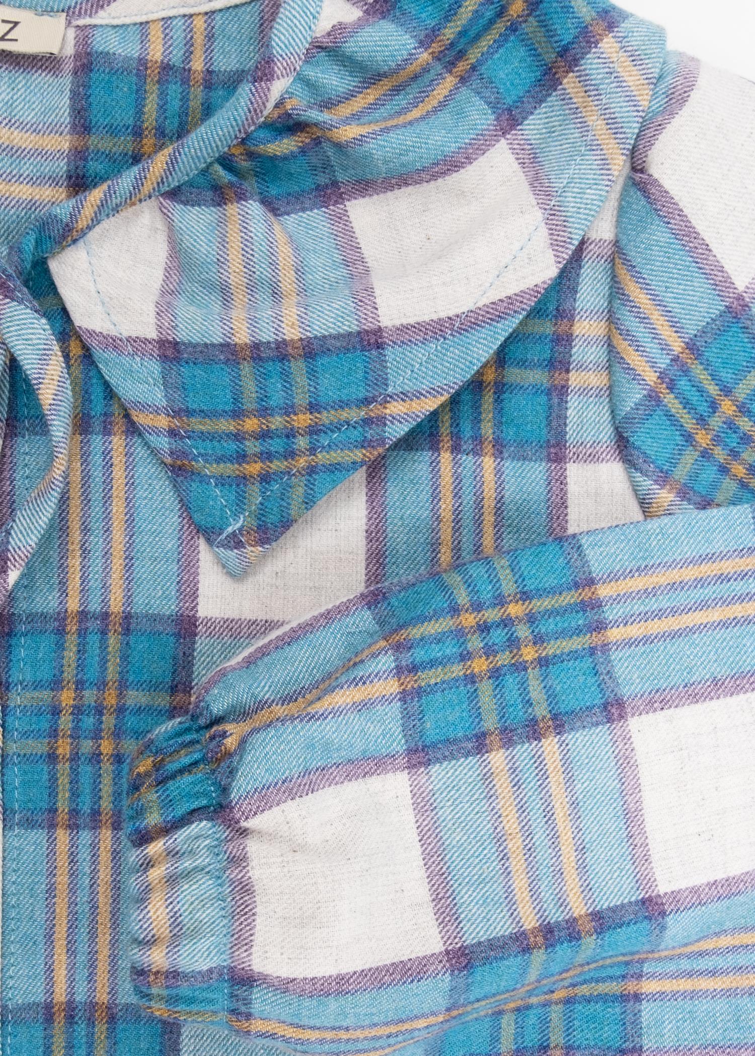 Plaid Blue Winter Little Girl Blouse