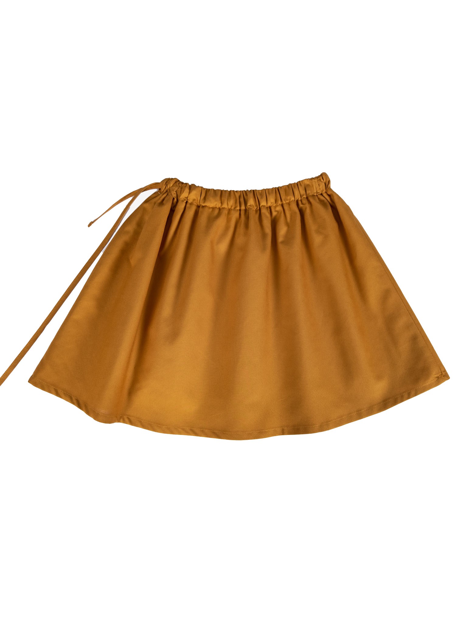 100% Cotton Elastic Waist Lined Light Brown Girl's Flared Skirt