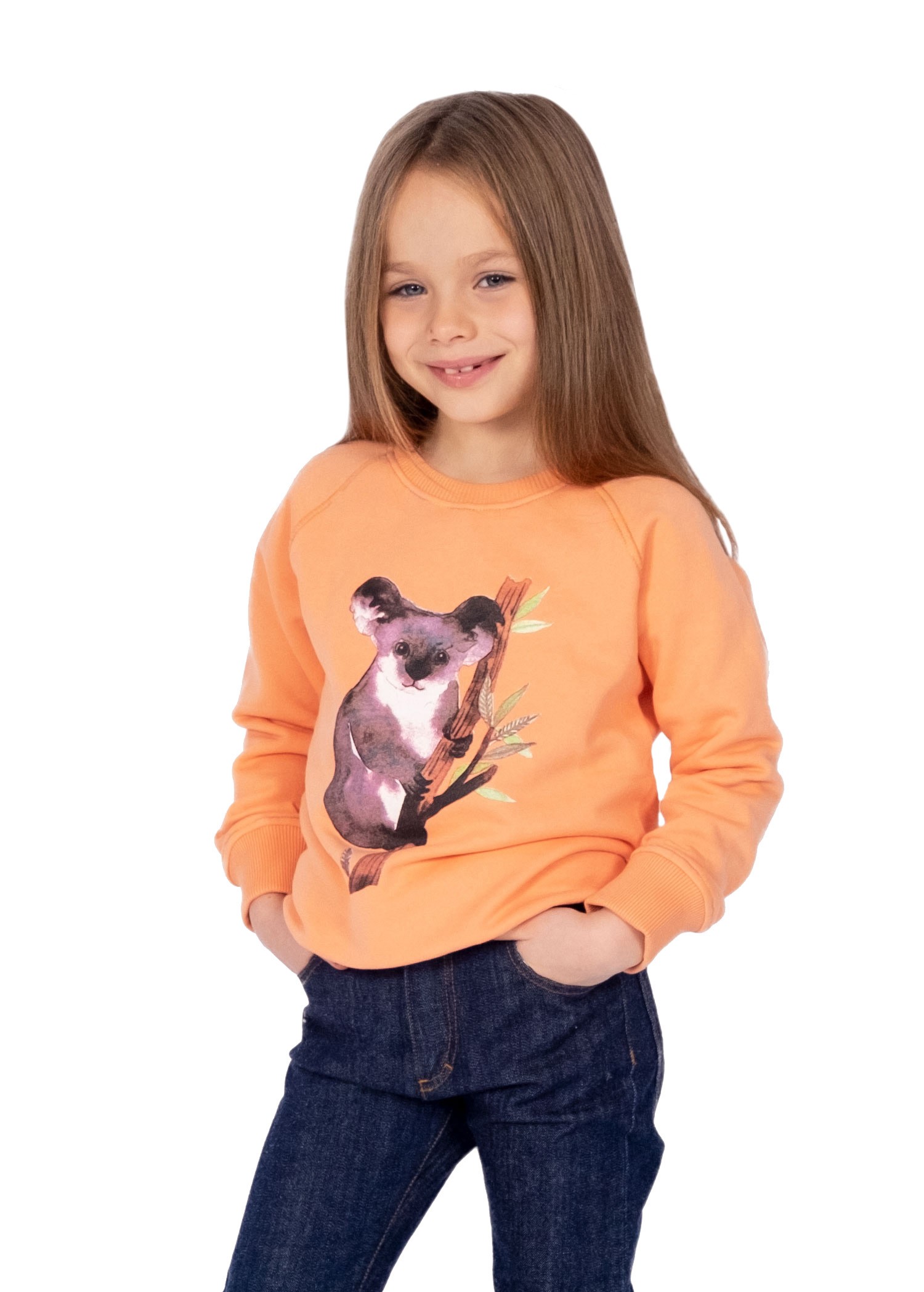 Organic Printed Orange Winter Girls' Sweatshirt