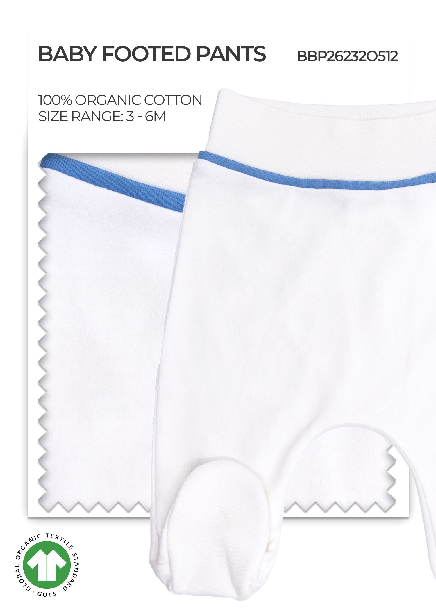 Organic White Baby Boy Footie Pants