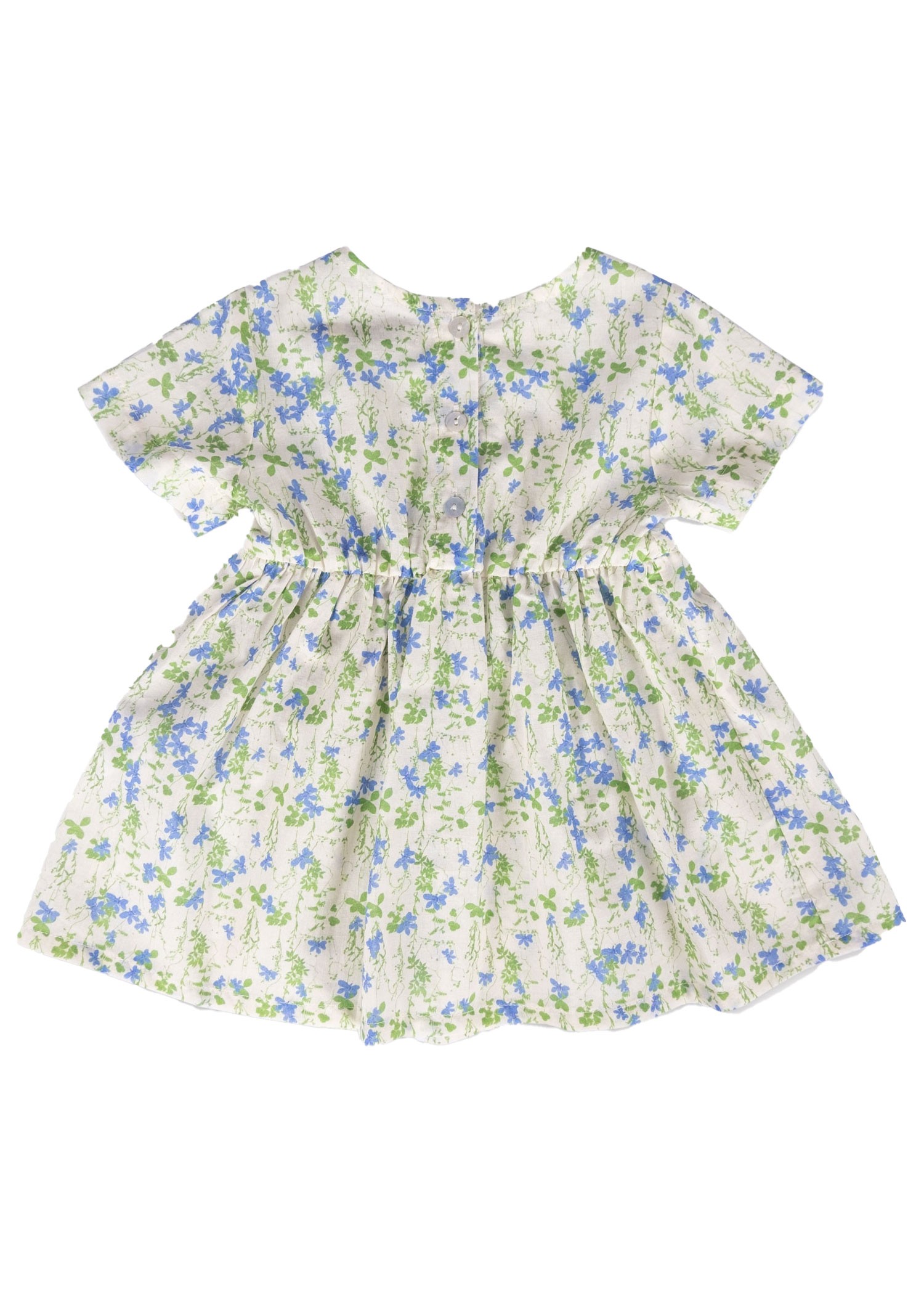 100% Cotton Green Floral Summer Baby Girl Dress