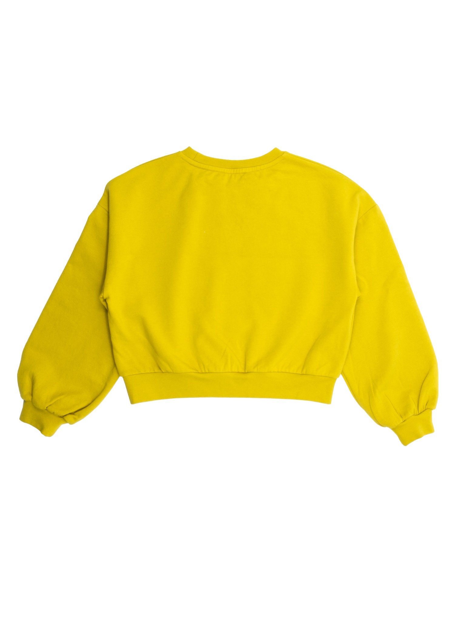 Organik Crop Kesim Sarı Kışlık Kız Çocuk Sweatshirt