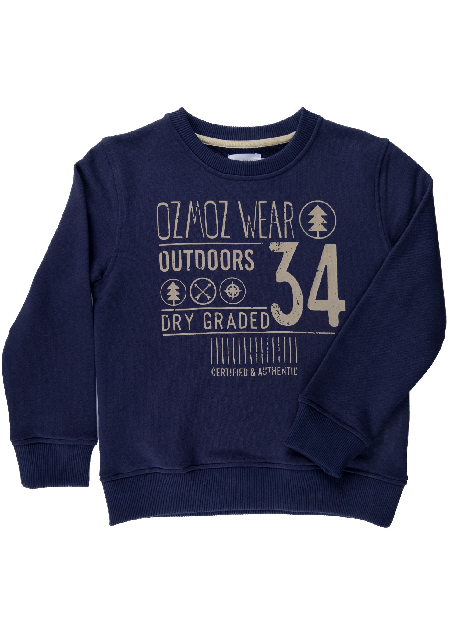 Organik Pamuk Grafik Baskılı Lacivert Kışlık Erkek Çocuk Sweatshirt