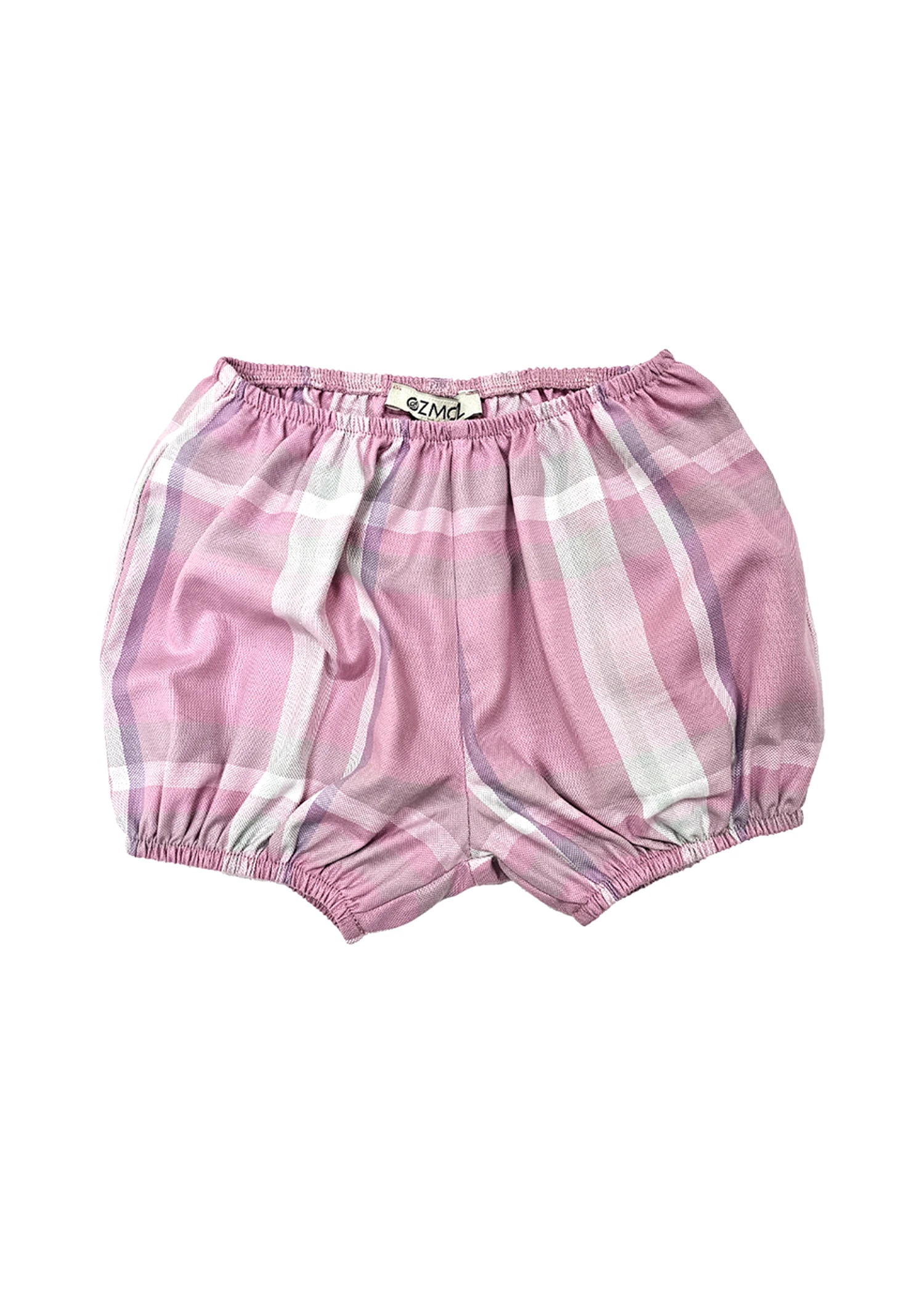 Organic Pink Plaid Summer Baby Girl  Balloon Shorts