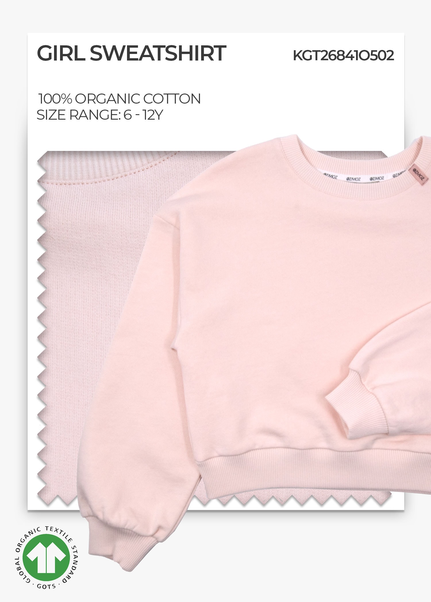 Organic Cloud Pink Girl Sweat