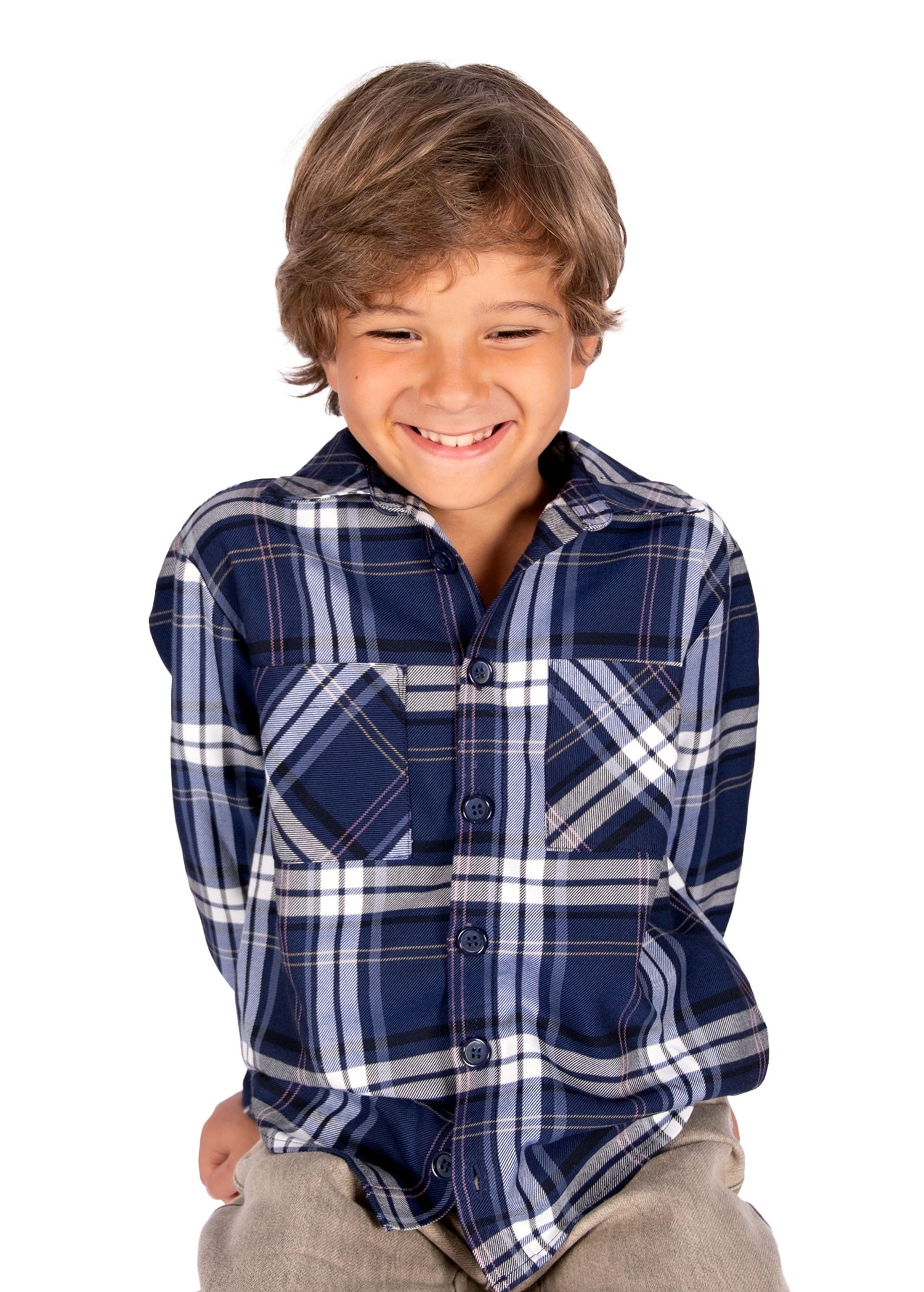 Cotton Lumberjack Winter Boy Shirt Blue