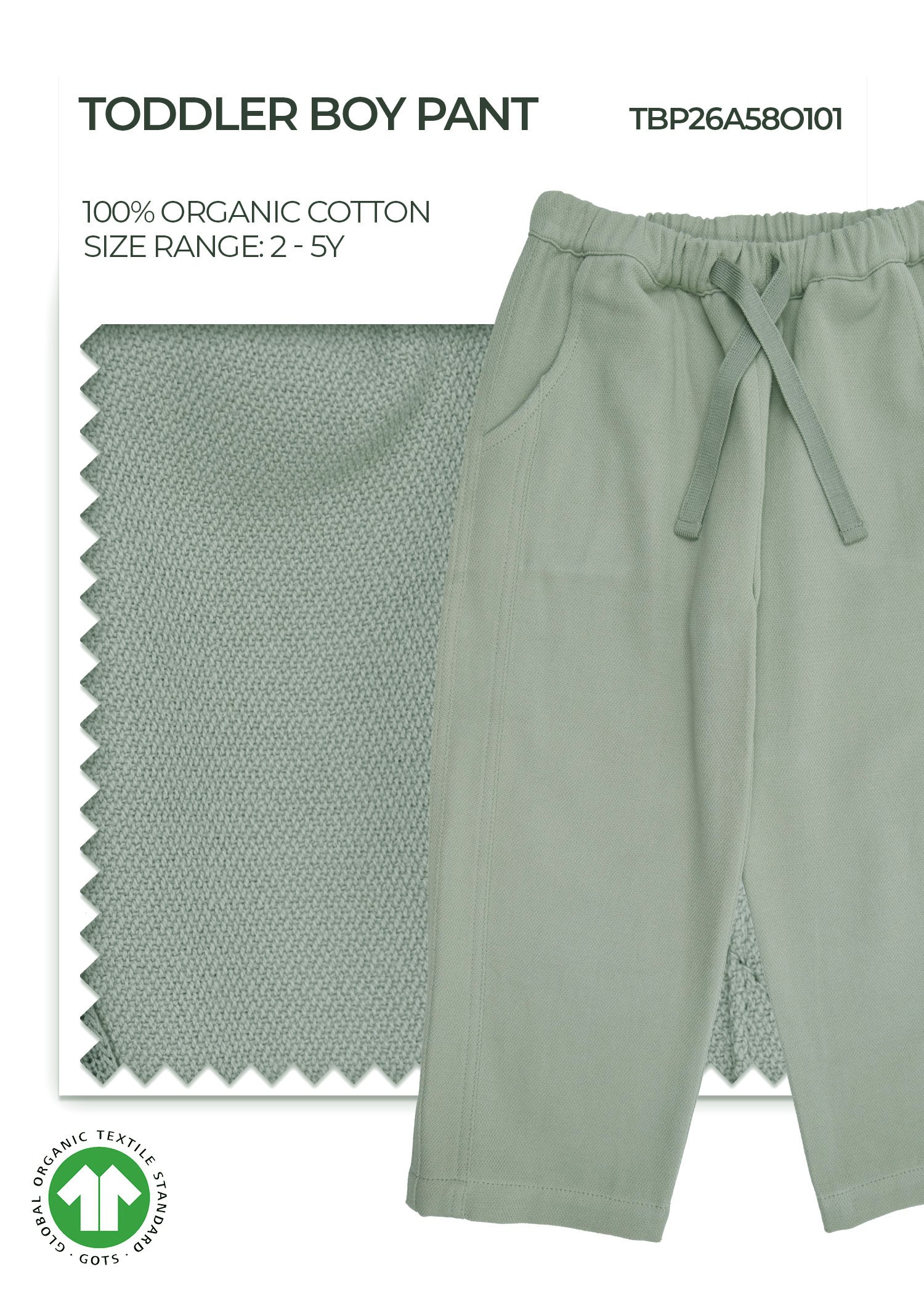 Organic Desert Sage Toddler Boy Pant