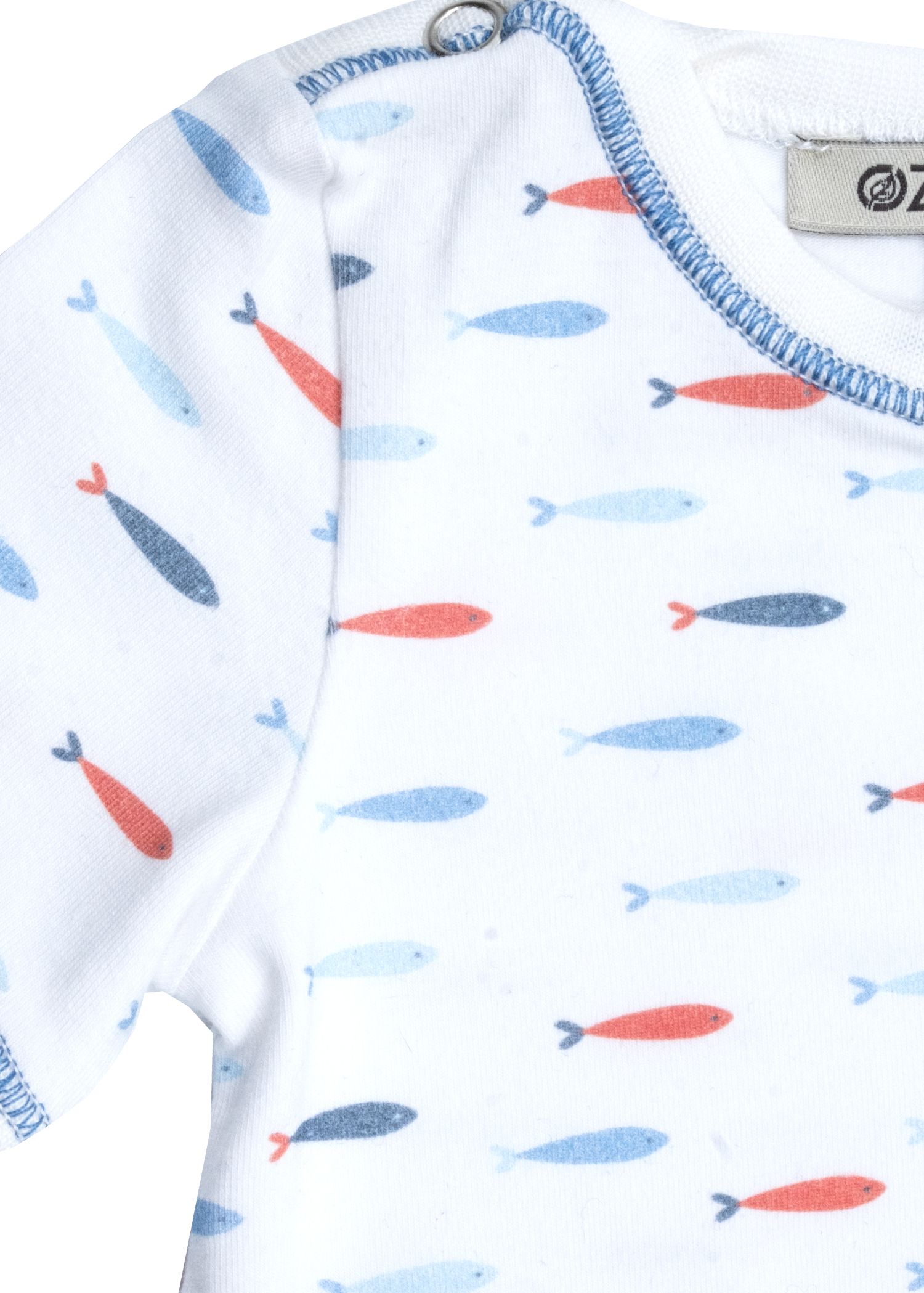 Organic Fish Patterned Short Sleeve Baby Boy Bodysuit