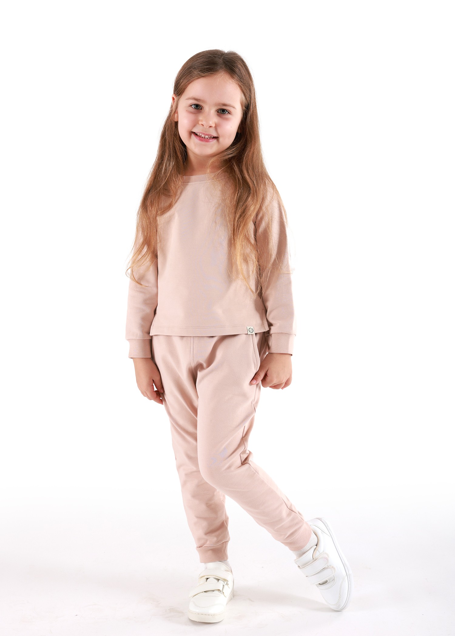 Organic Beige Winter Little Girl Tracksuit Set