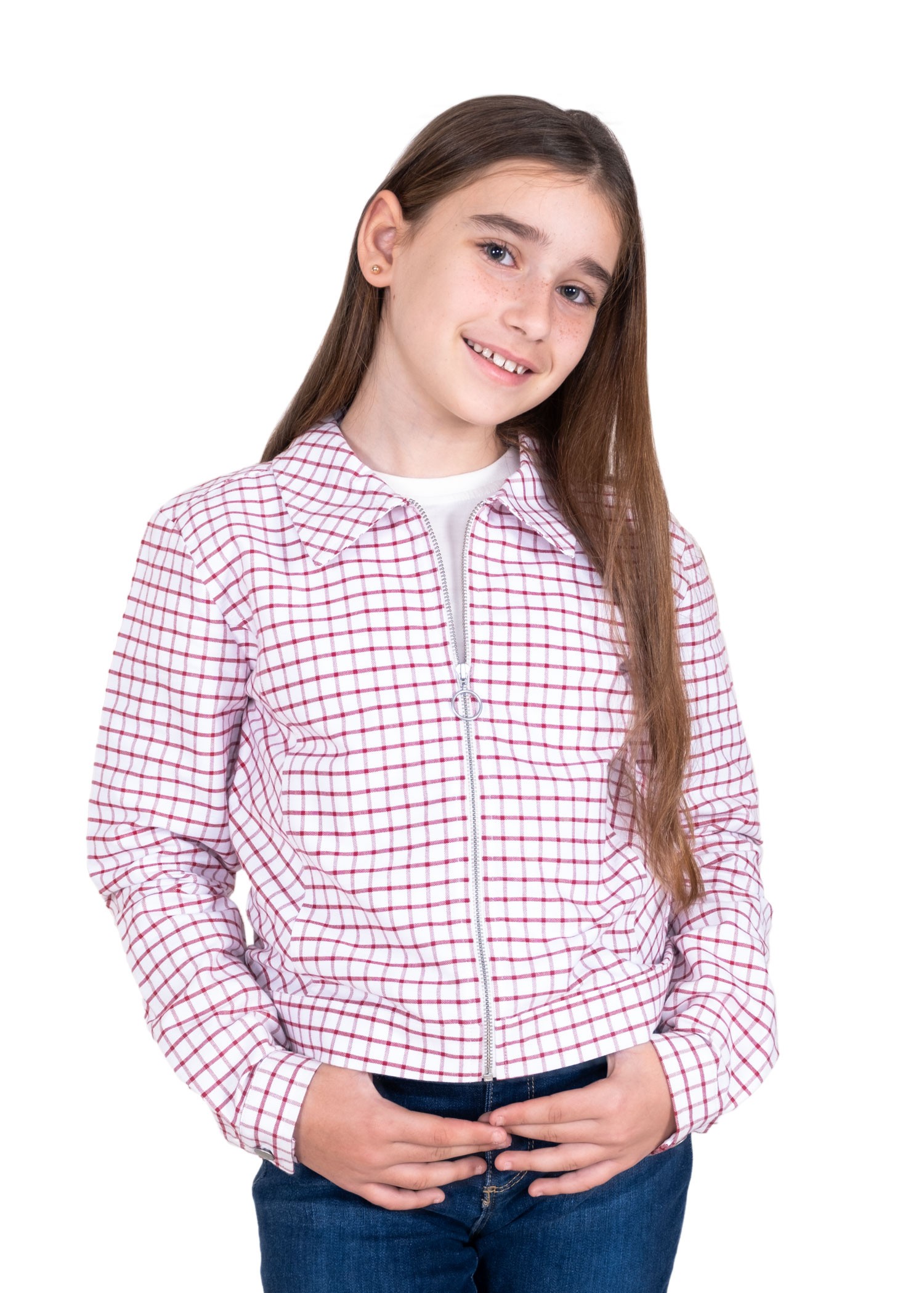 Cotton Sport Plaid Red Spring Coat for Girls