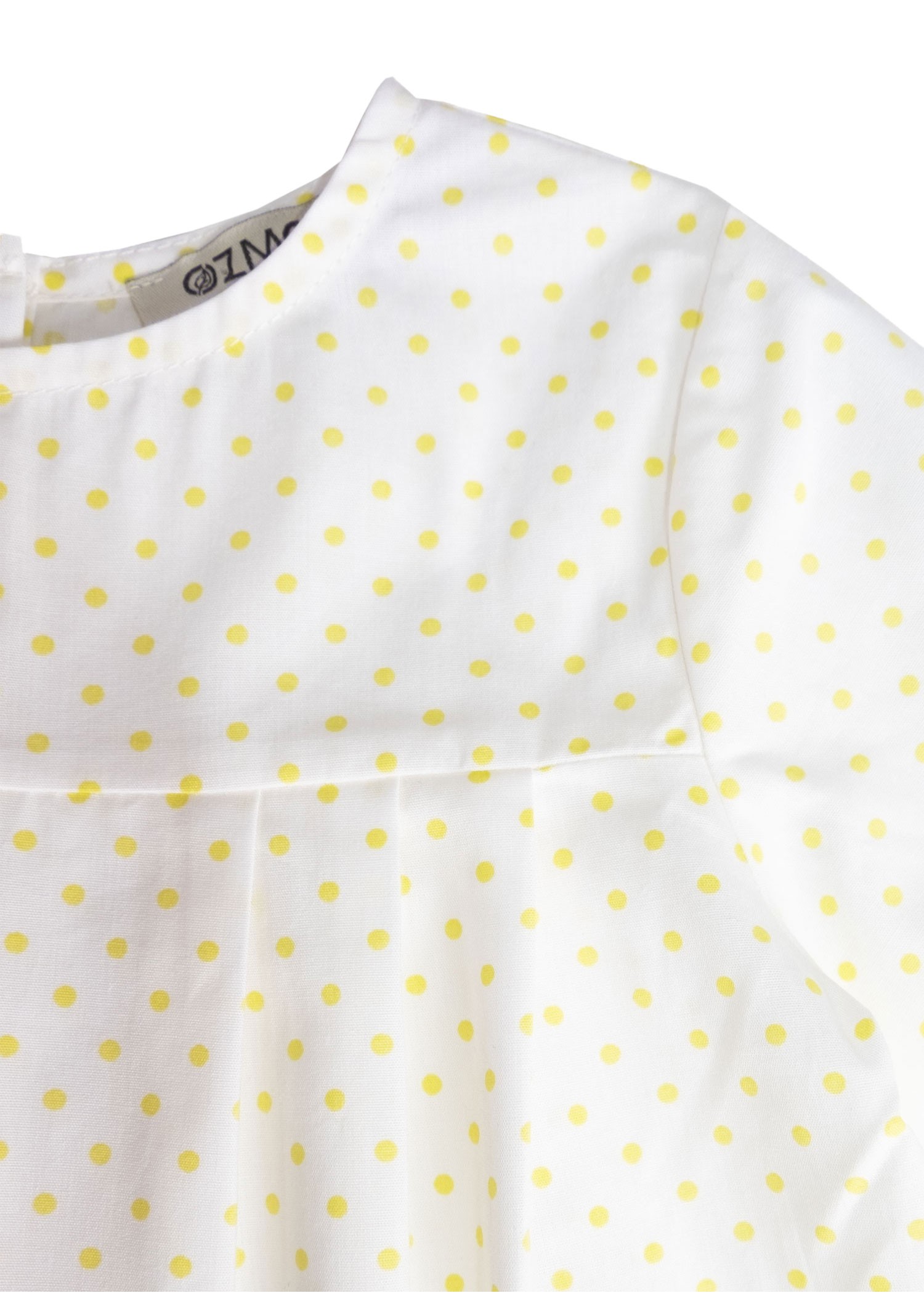 100% Cotton Polka Dot Yoke Pattern Yellow Spring Baby Girl Blouse