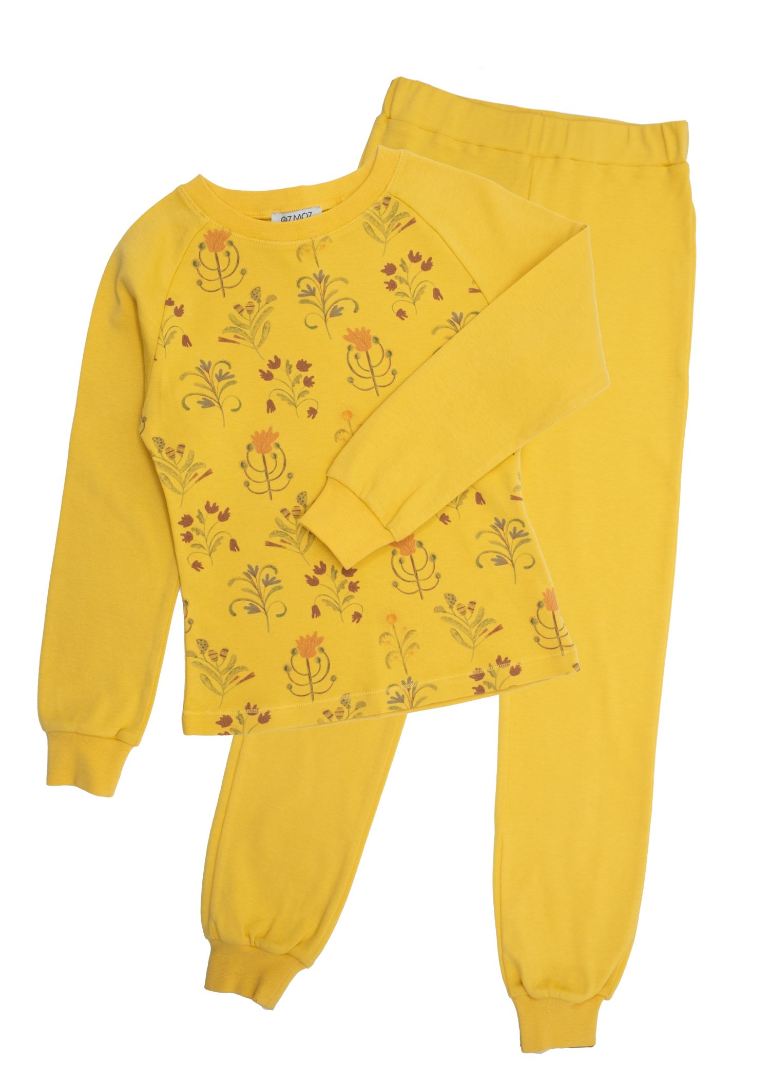 Organic Floral Printed Yellow Winter Girls Suit